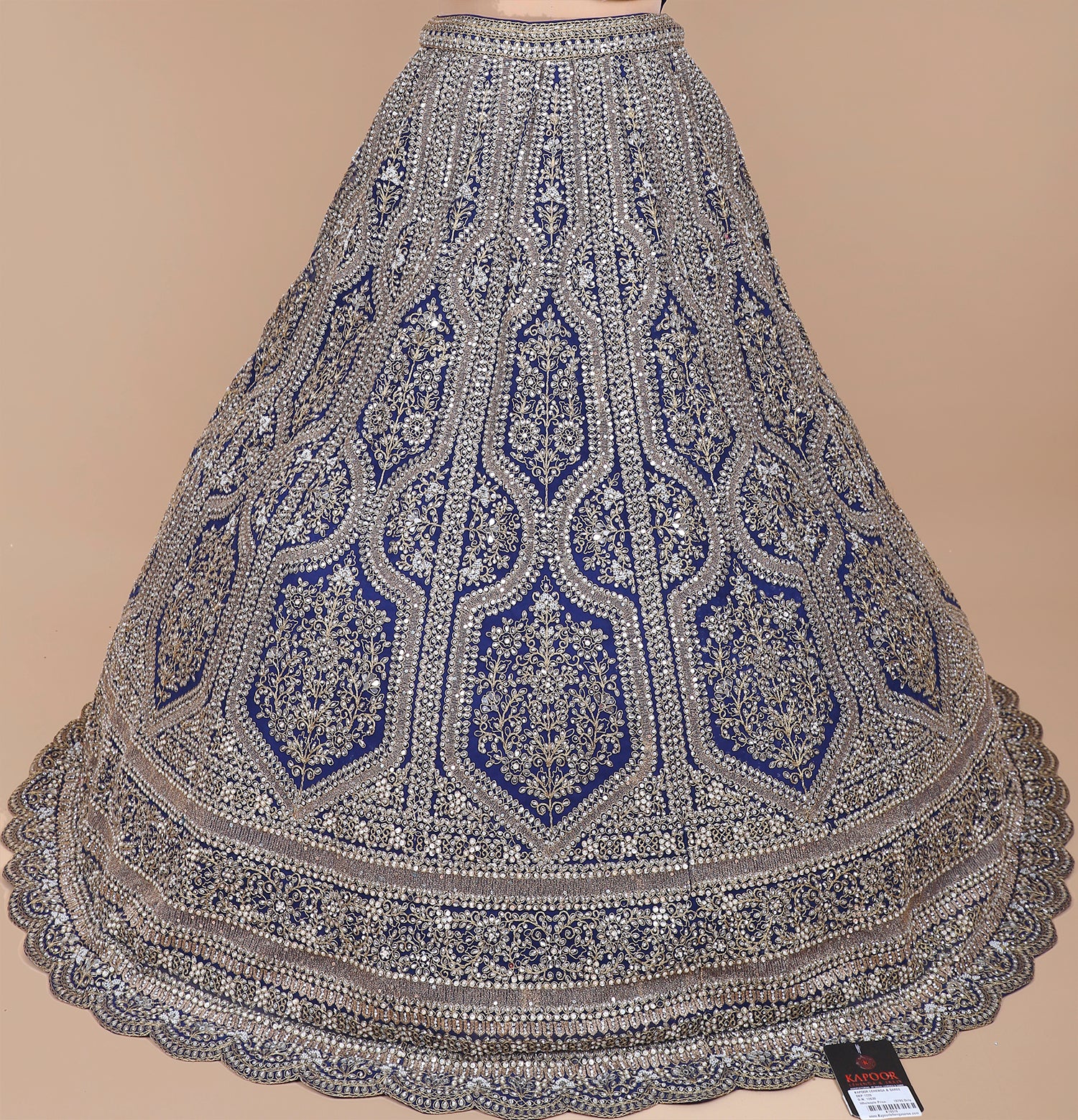 Royal Blue Net Lehenga With Mirror Jarkan And Fine Thread