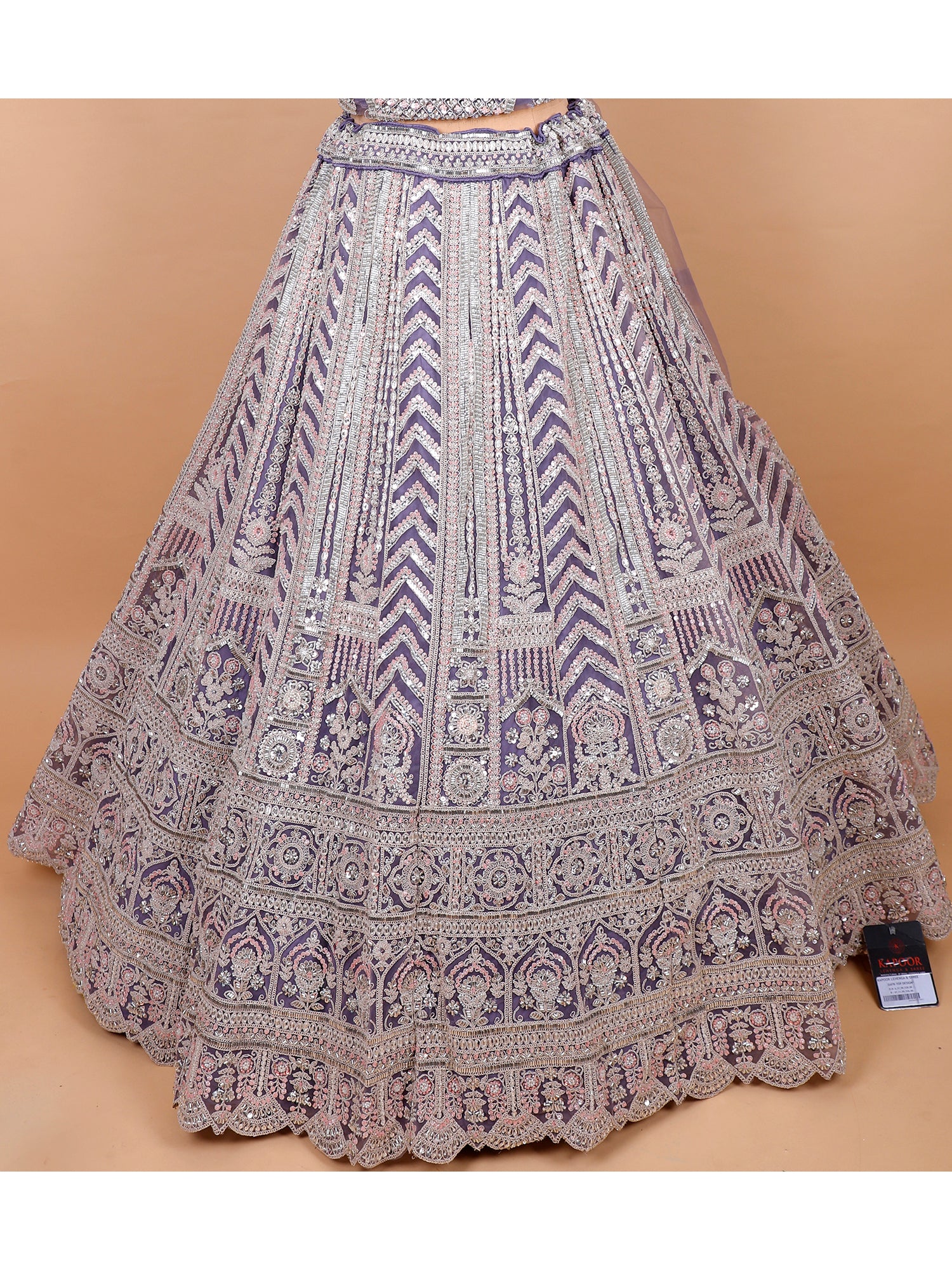 Lavender Silk Lehenga With Handwork And Beadwork