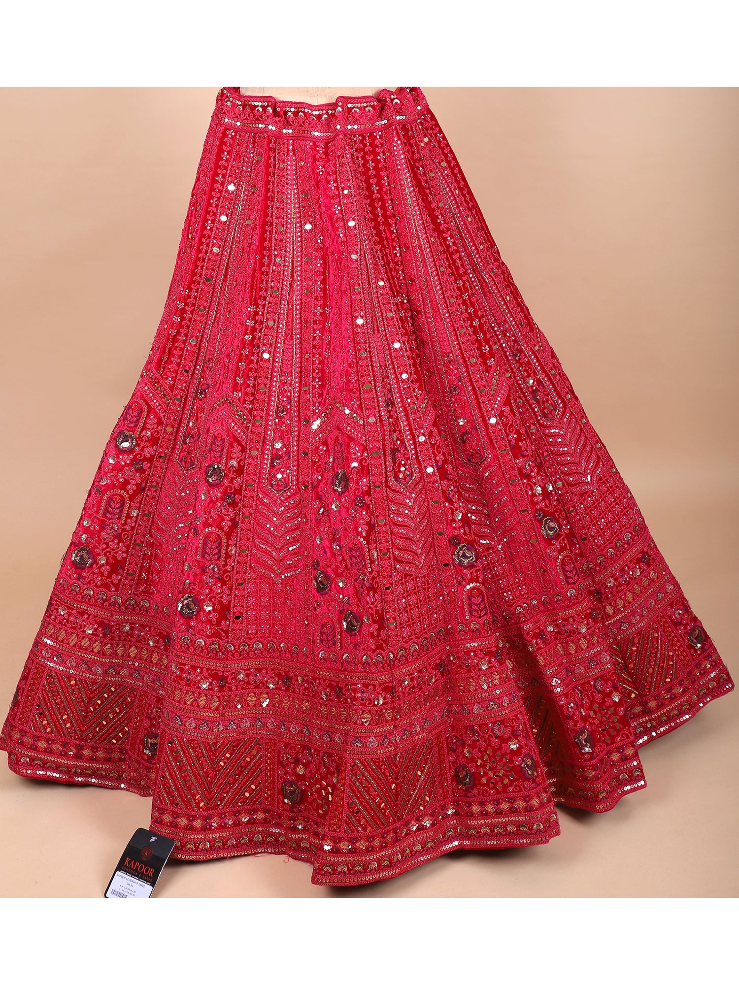 Radiant Rani Velvet Bridal Lehenga With Jarkan Mirror Detailing