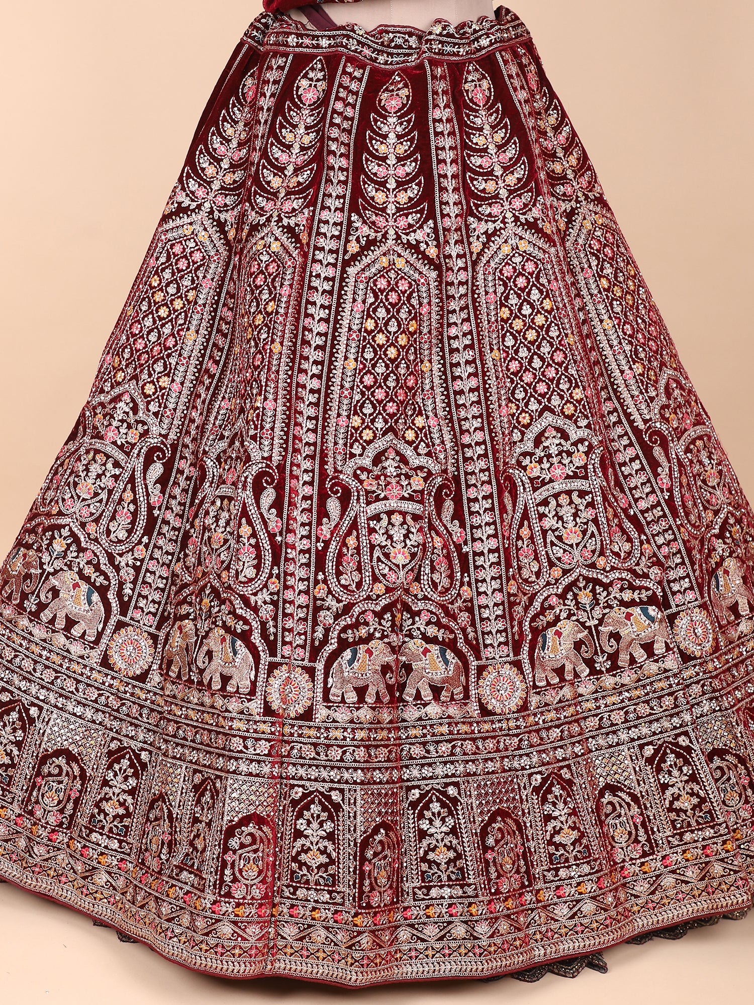 Opulent Maroon Lehenga With Handcrafted Jarkan & Thread Accents