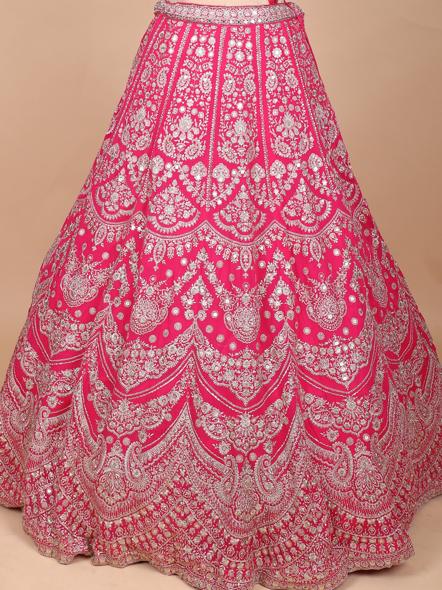 Handmade Embroidered Rose Pink Georgette Lehenga