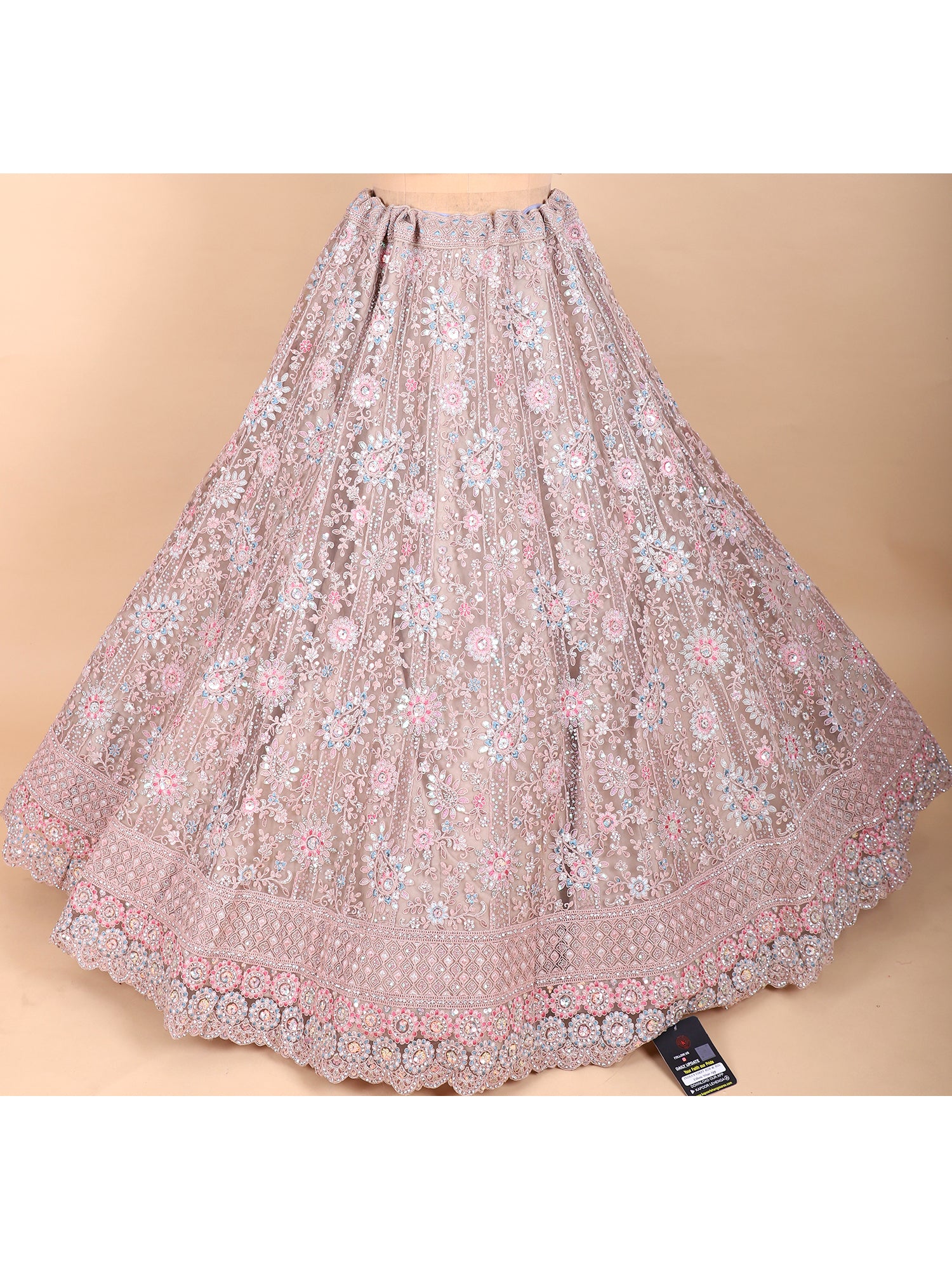 Peach Glow Jarkan Embellished Bridal Lehenga
