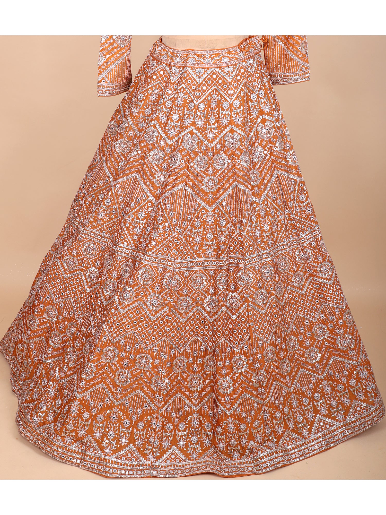 Tangerine Twist Orange Threadwork Lehenga