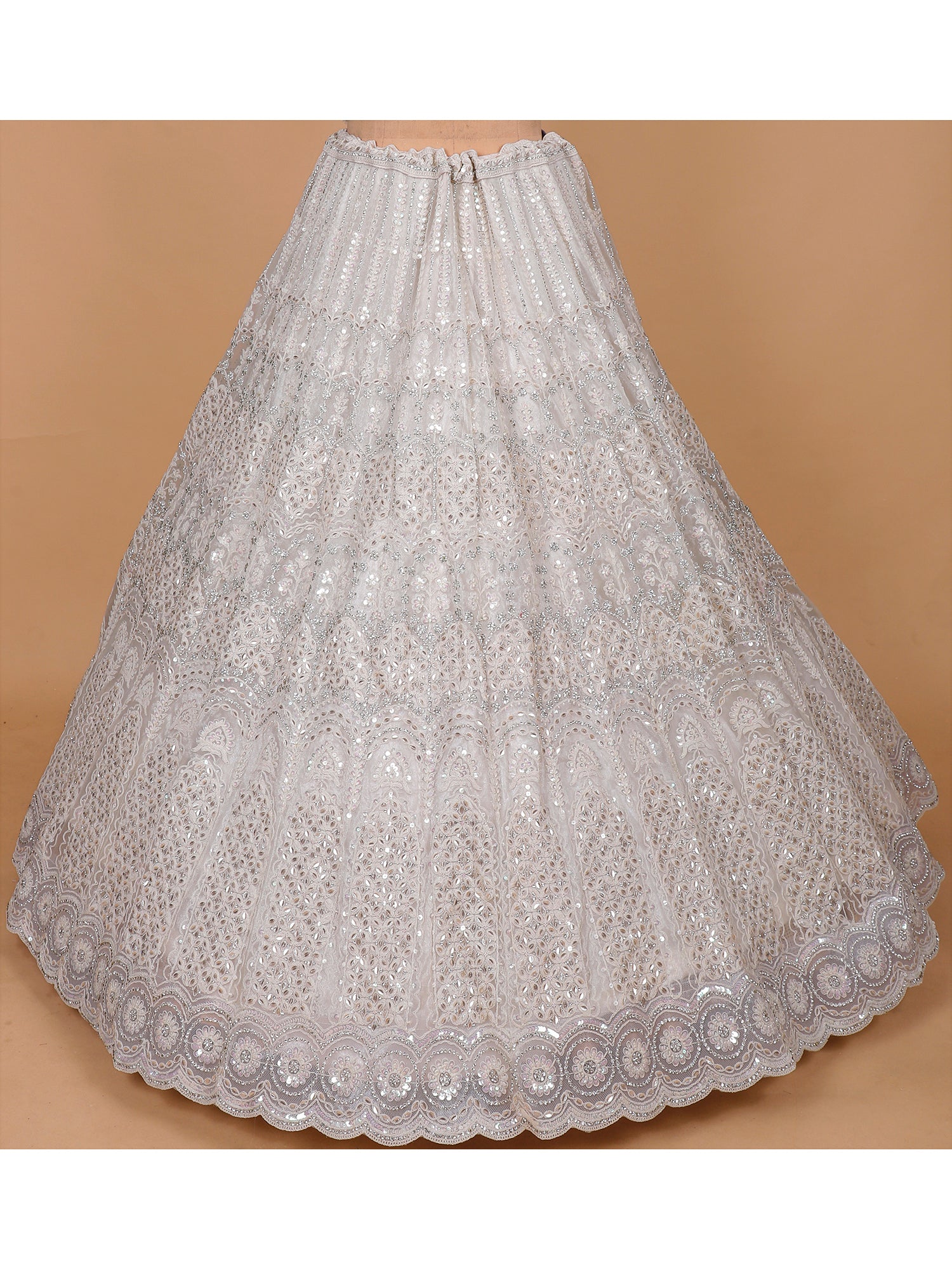 White Net Sider Lehenga With Zarkan