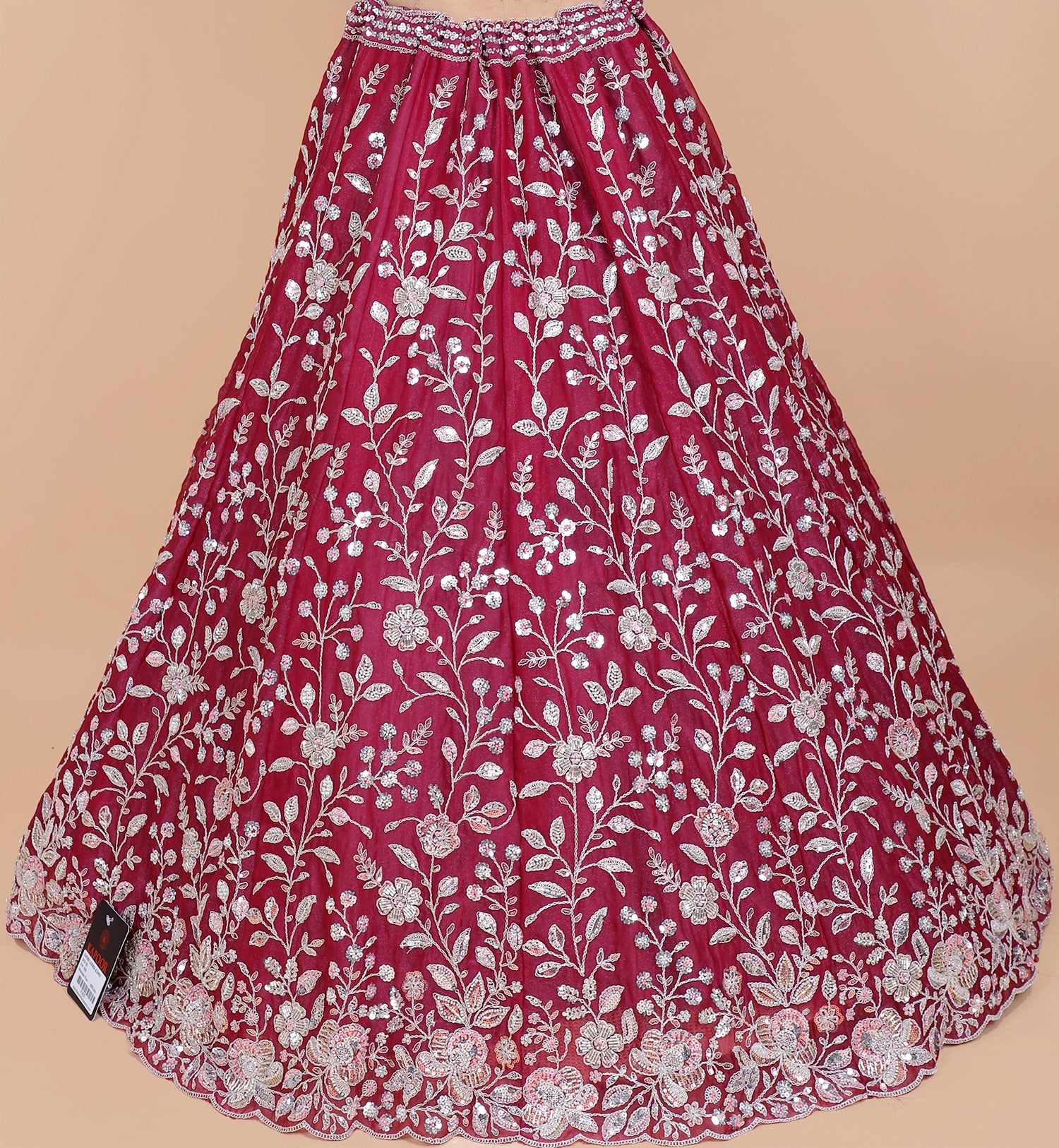 Red-Purple Shimmer Lehenga With Sequins