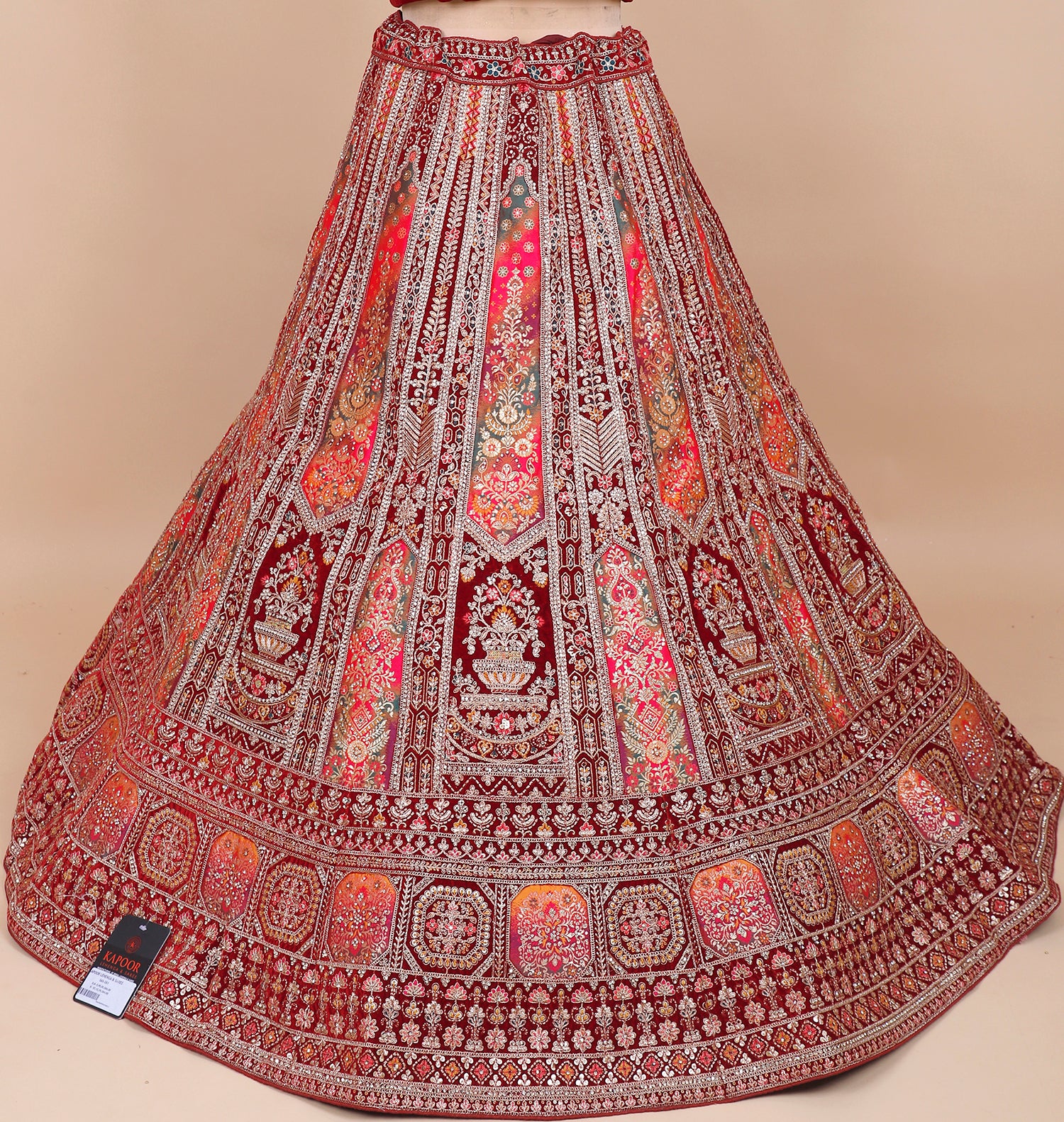 Regal Multi-Color Velvet Bridal Lehenga