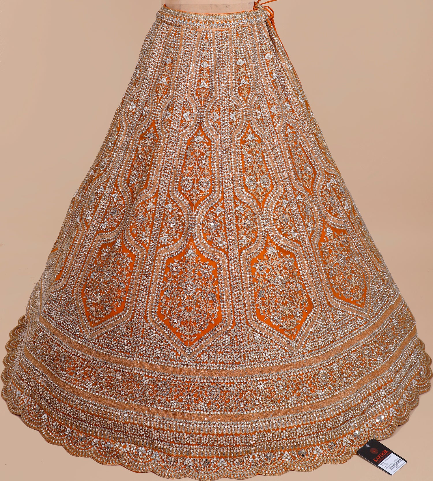 Vibrant Tangerine Orange Net Lehenga