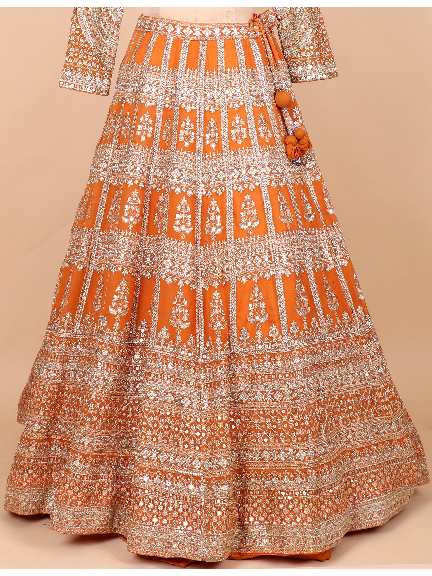 Traditional Orange Lehenga With Matching Dupatta