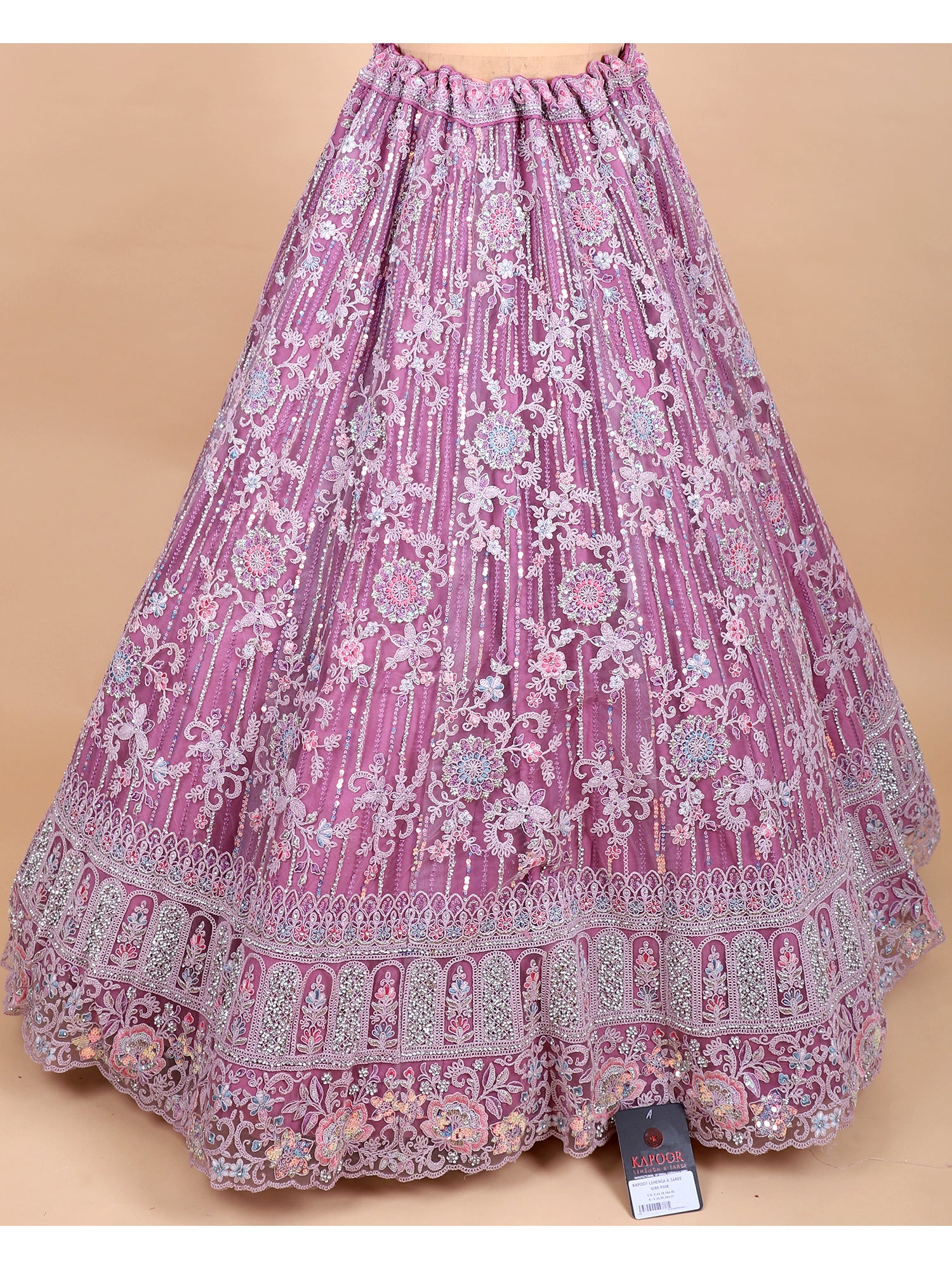 Embroidered Onion Pink Net Lehenga