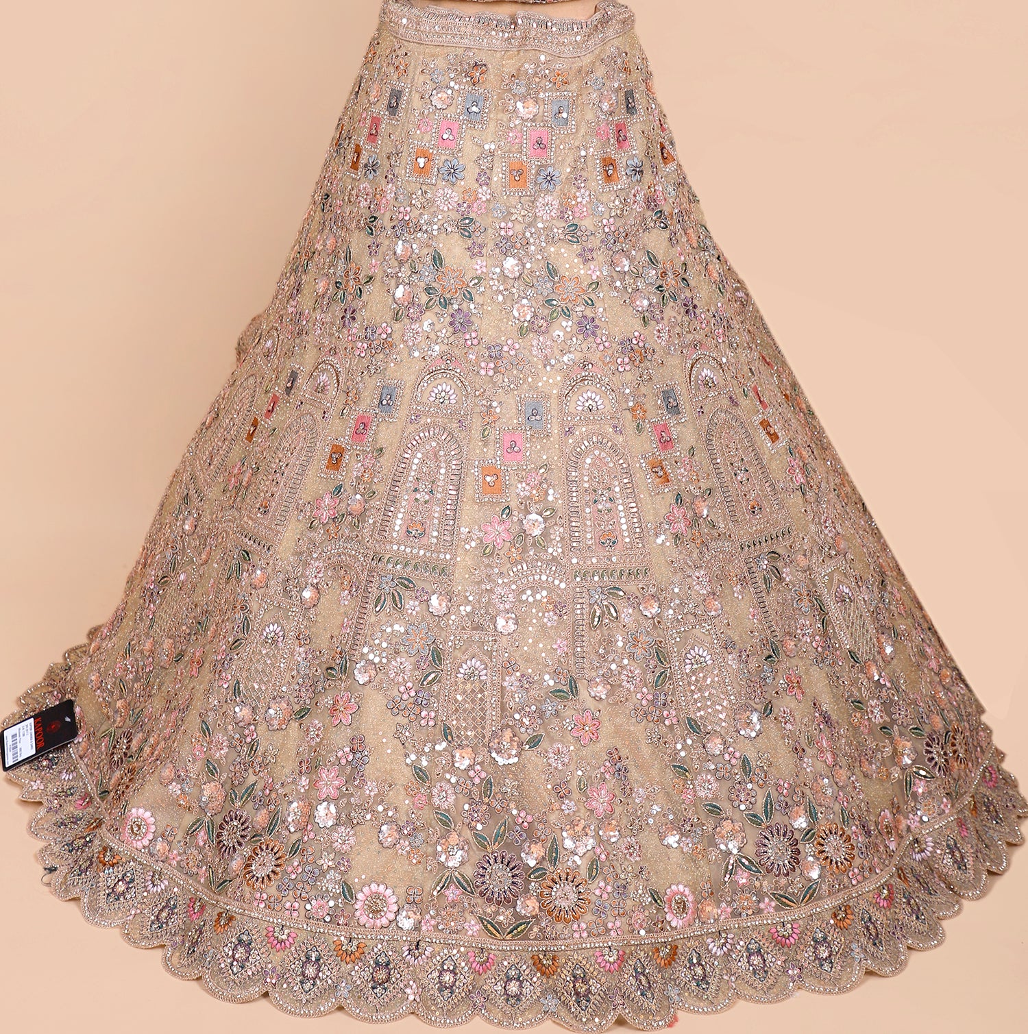 Chikoo Shimmer Lehenga With Embroiderry