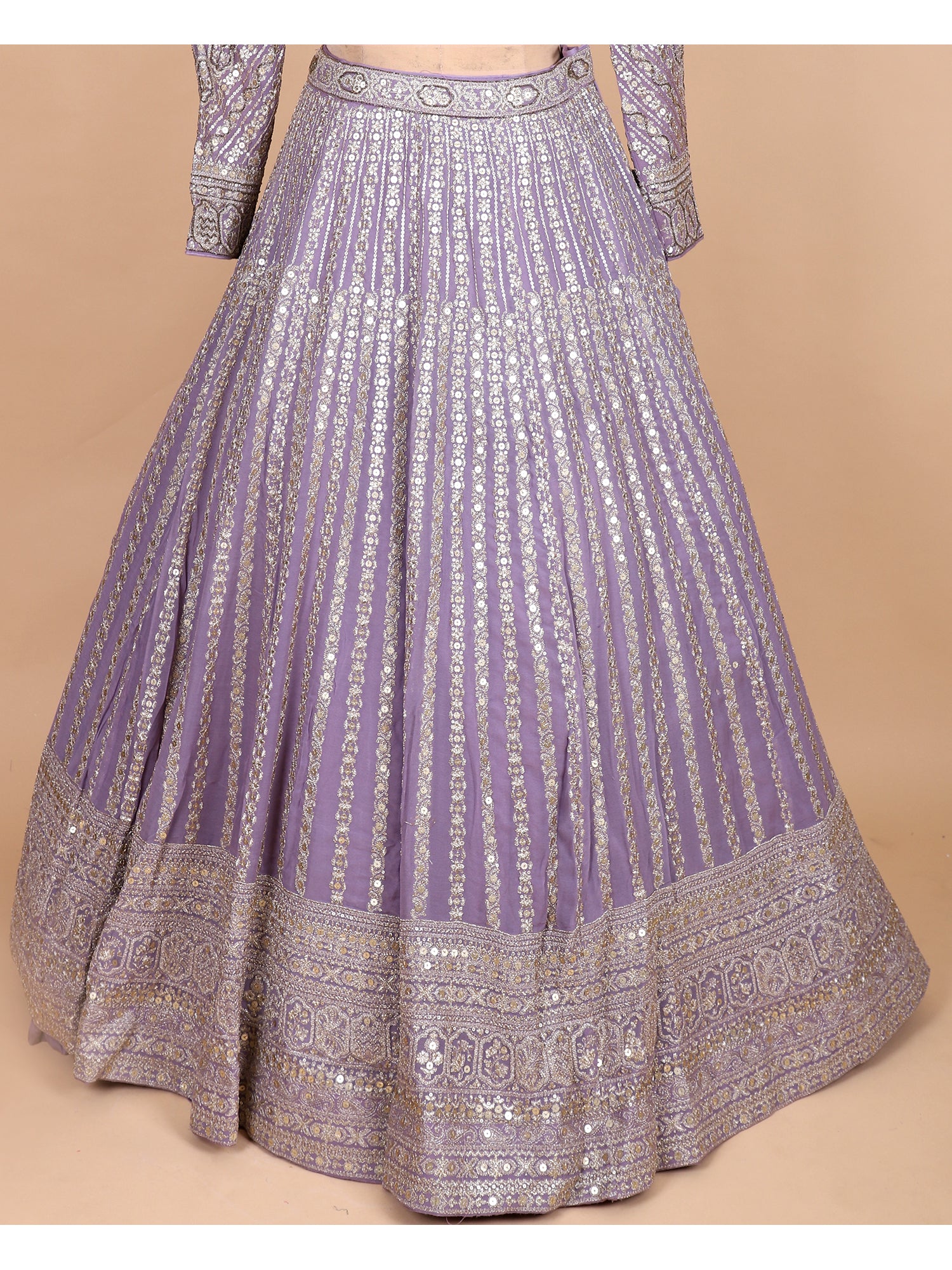 Soft Lavender Lehenga With Hand Embroidery