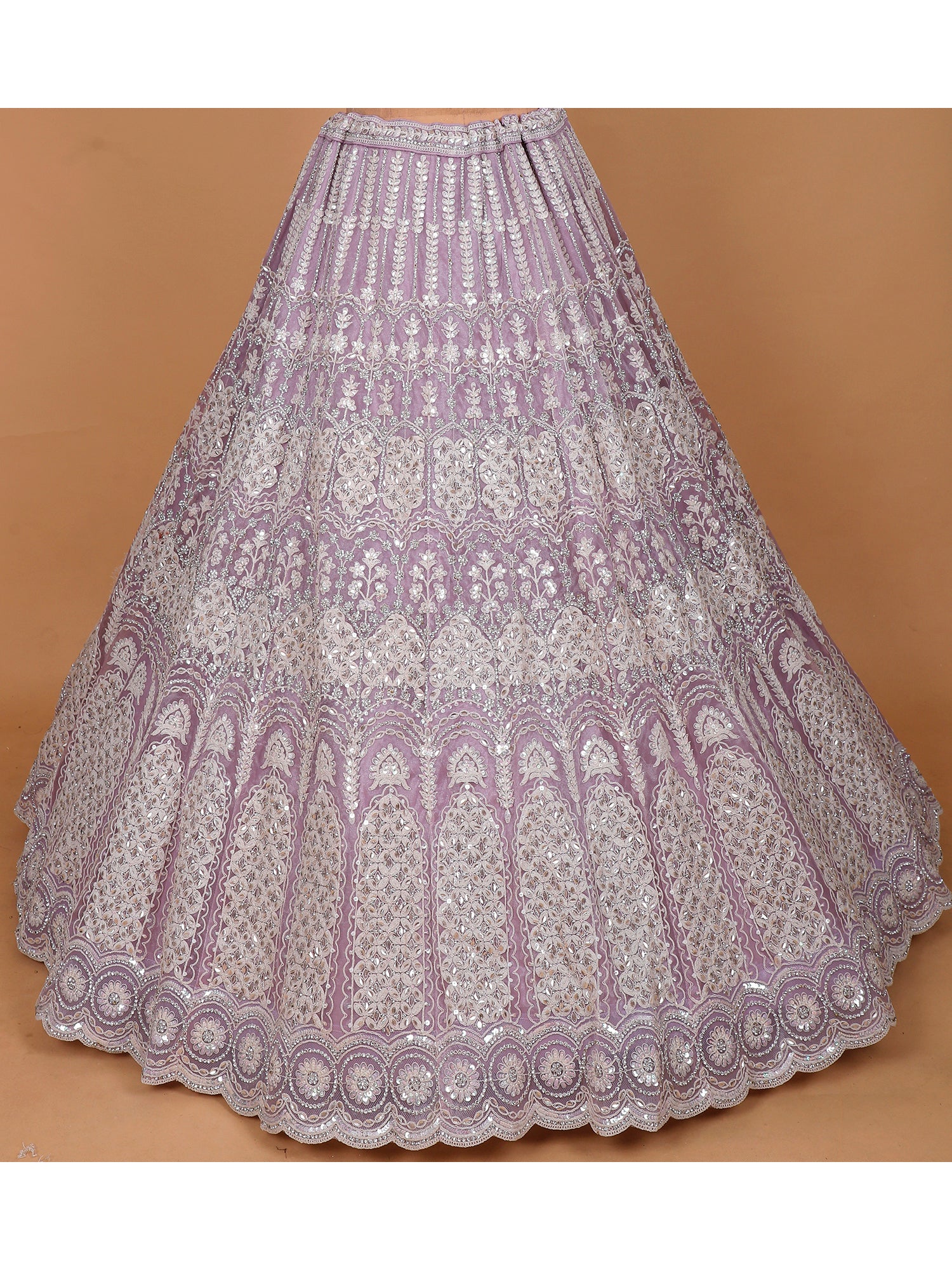 Lavender Net Sider Lehenga With Zari