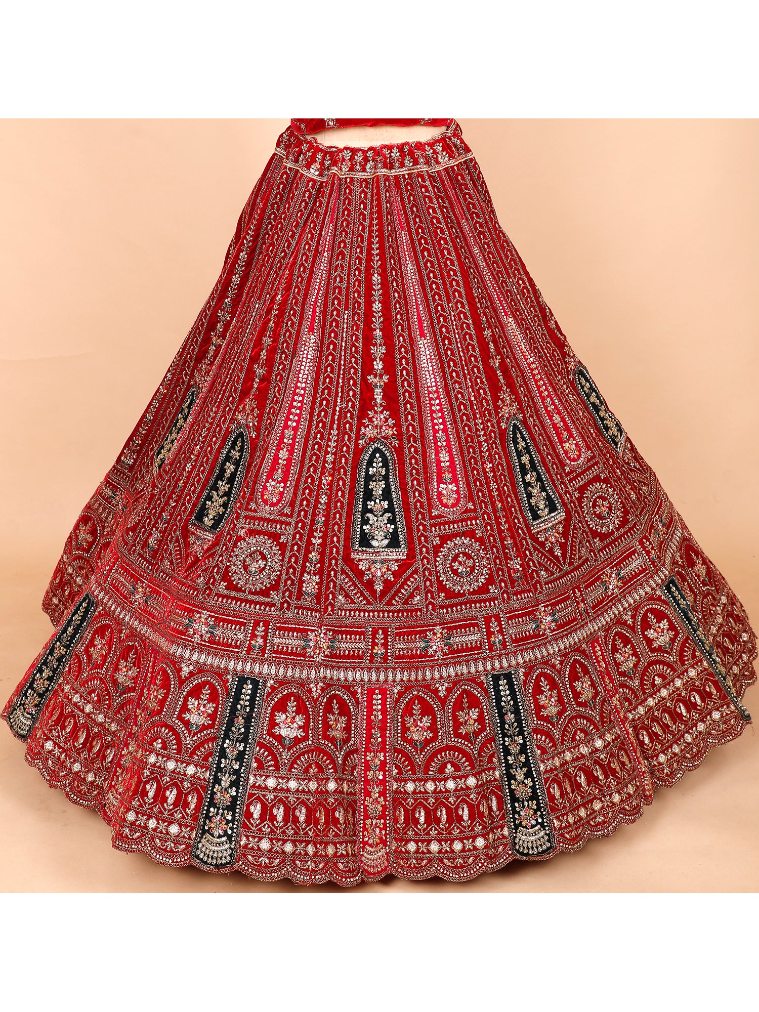Red Velvet Bridal Lehenga Luxury Design