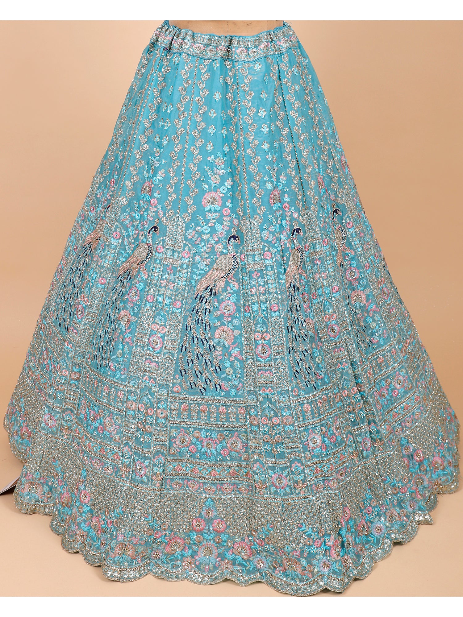 Rama Blue Georgette Lehenga With Sequins