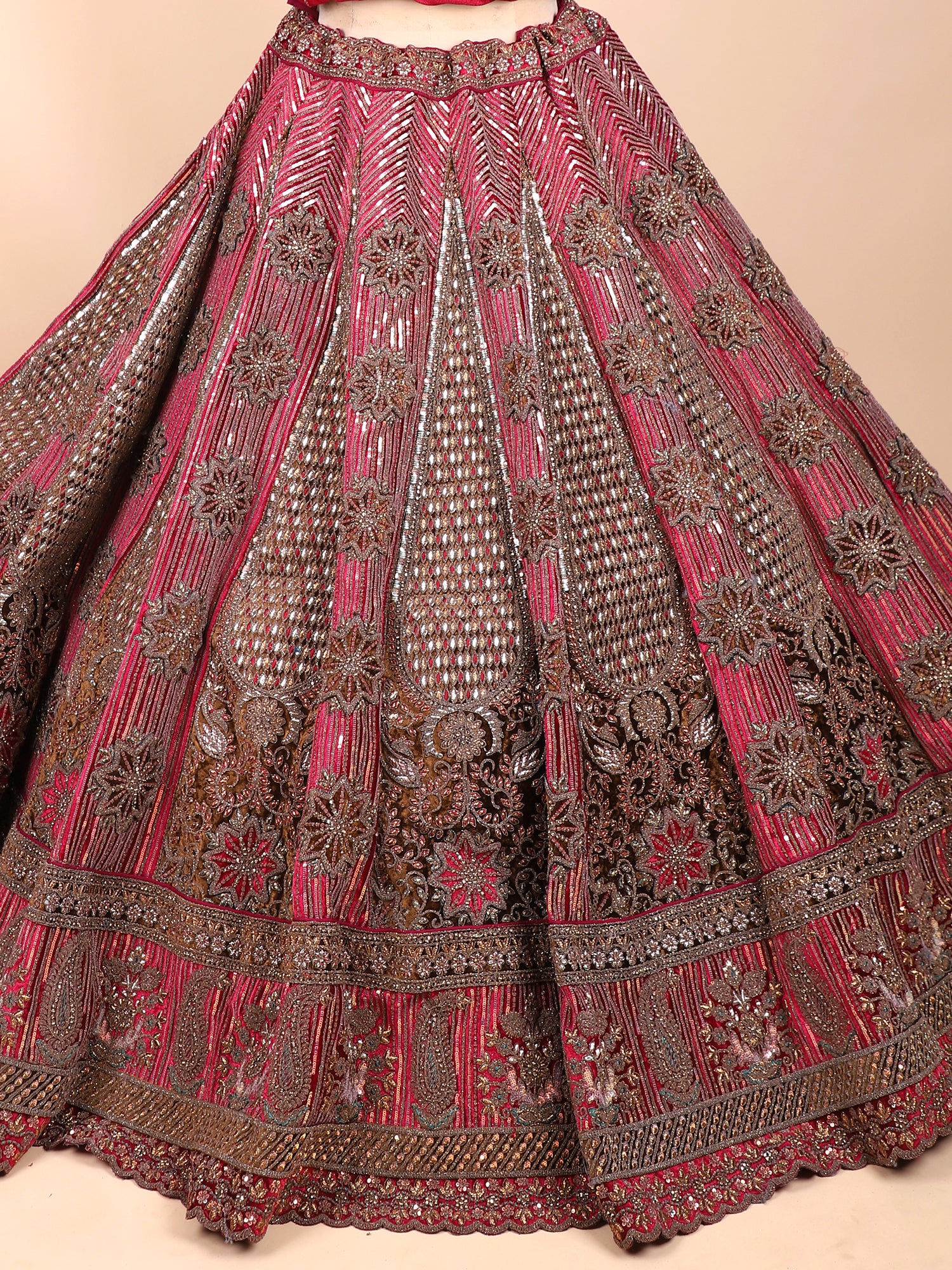 Wine Velvet Lehenga With Handcrafted Jarkan & Sequin Work