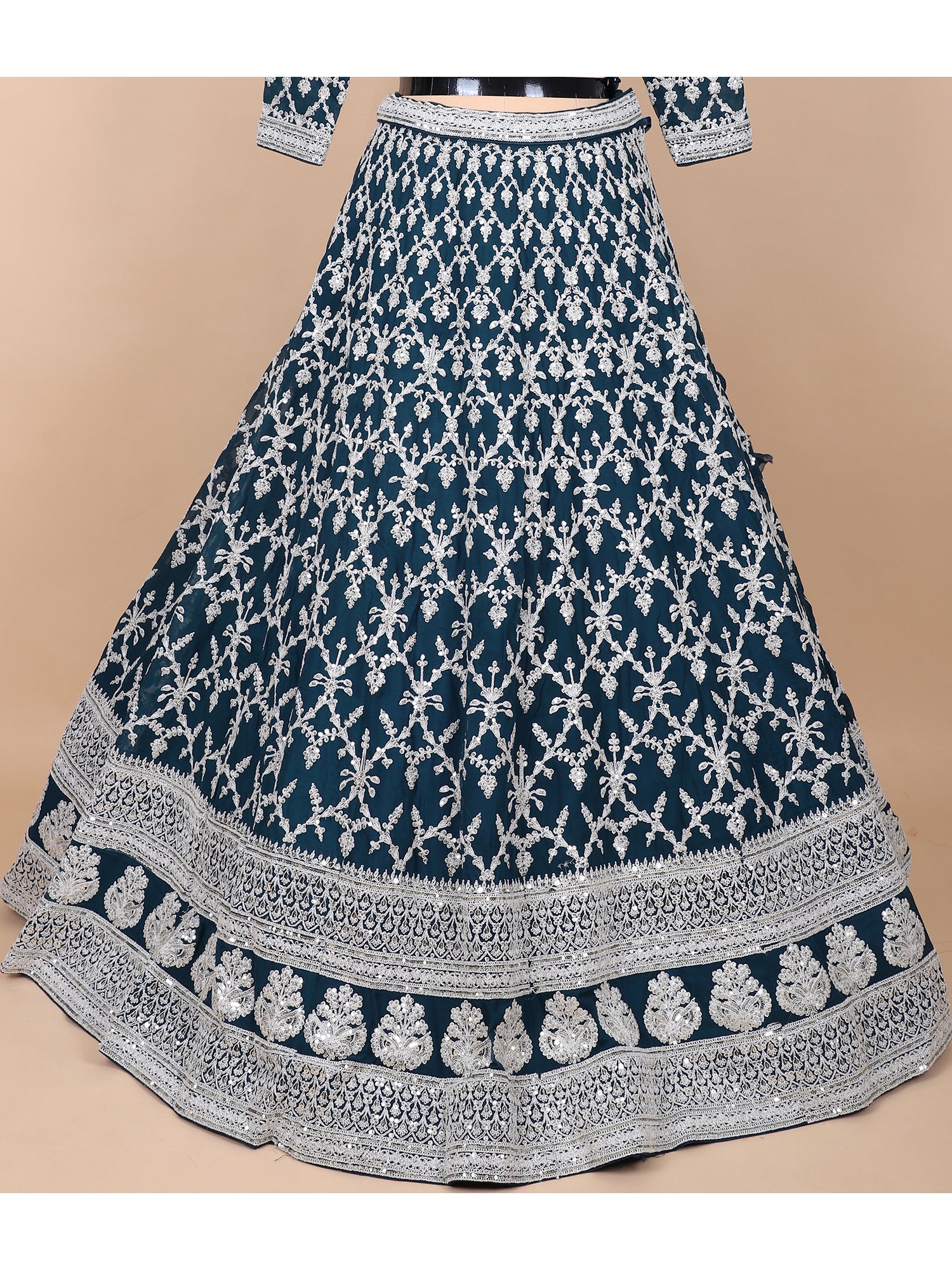 Enchanting Kerosene Blue Georgette Lehenga For Statement Evenings