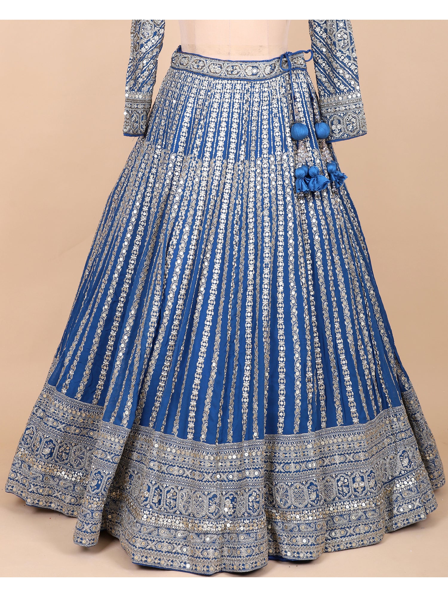 Sophisticated Dark Blue Georgette Lehenga For Special Events