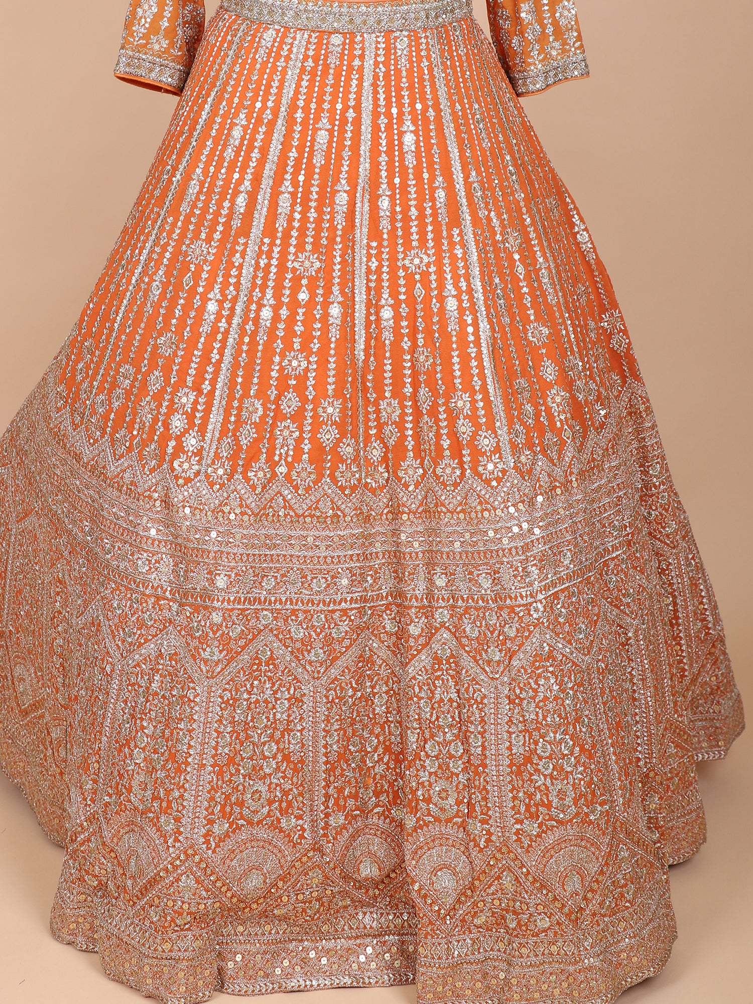 Tangerine Orange Lehenga With Sparkle Handwork