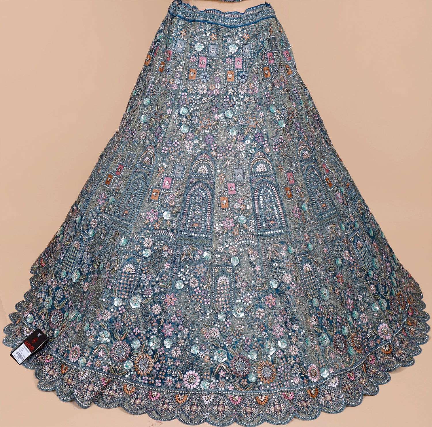 Rama Blue Shimmer Lehenga With Multi-Thread