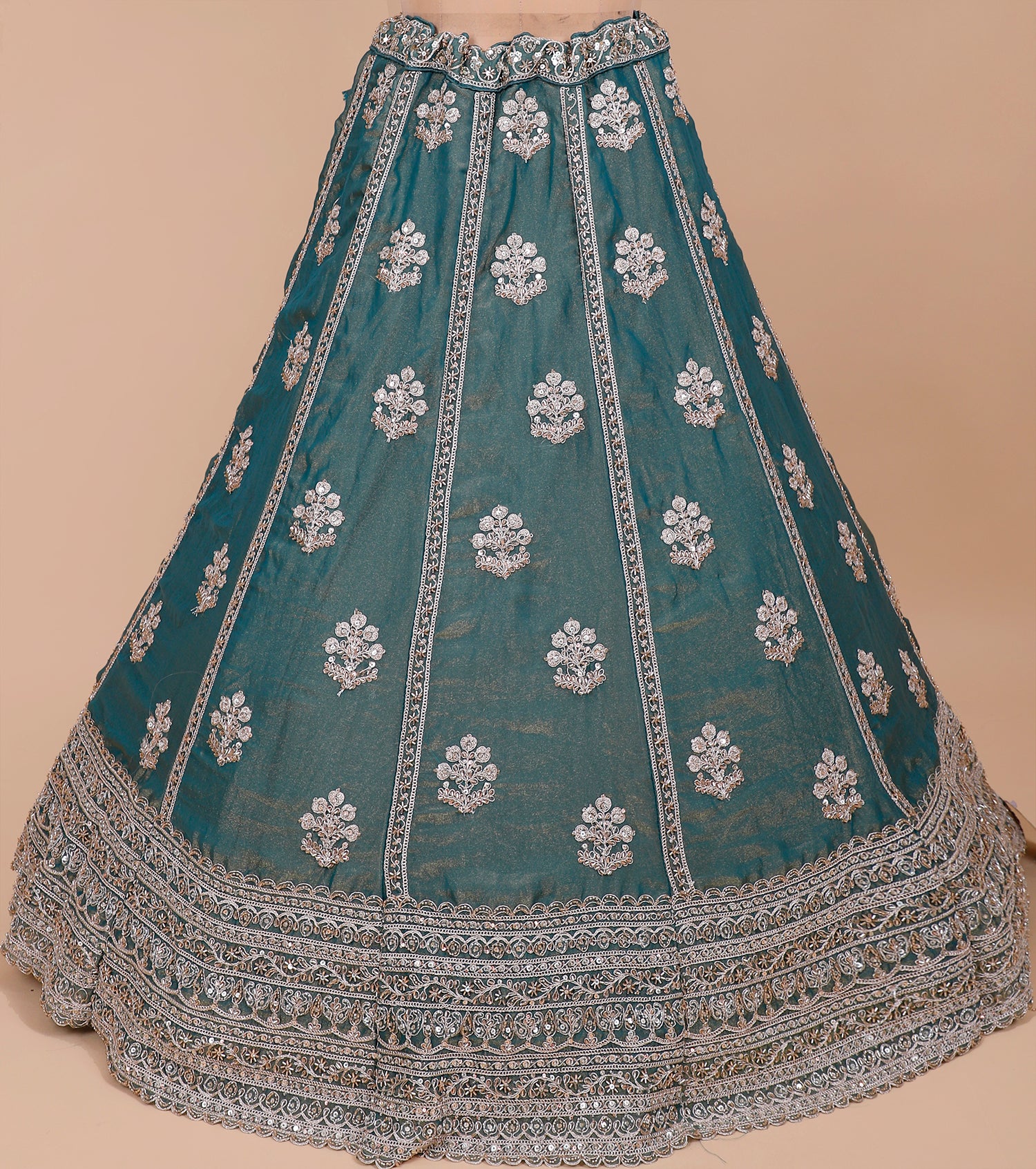 Oceanic Aura Rama Blue Shimmer Lehenga