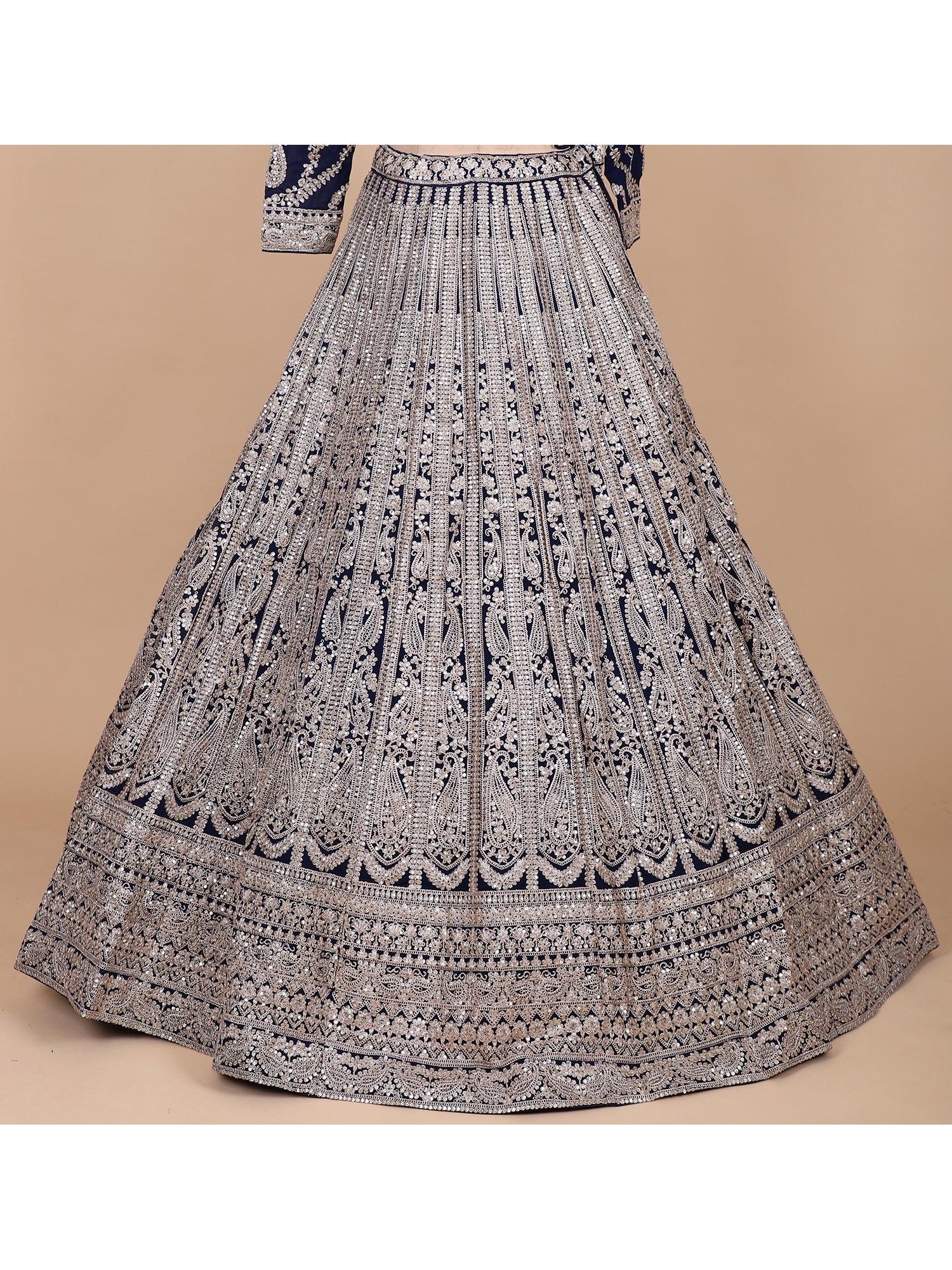 Royal Blue Georgette Embroidered Lehenga Set
