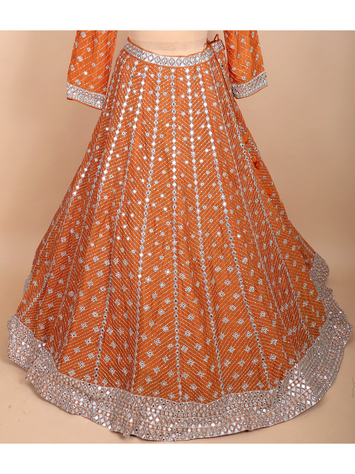 Saffron Spark Orange Thread Embroidered Lehenga