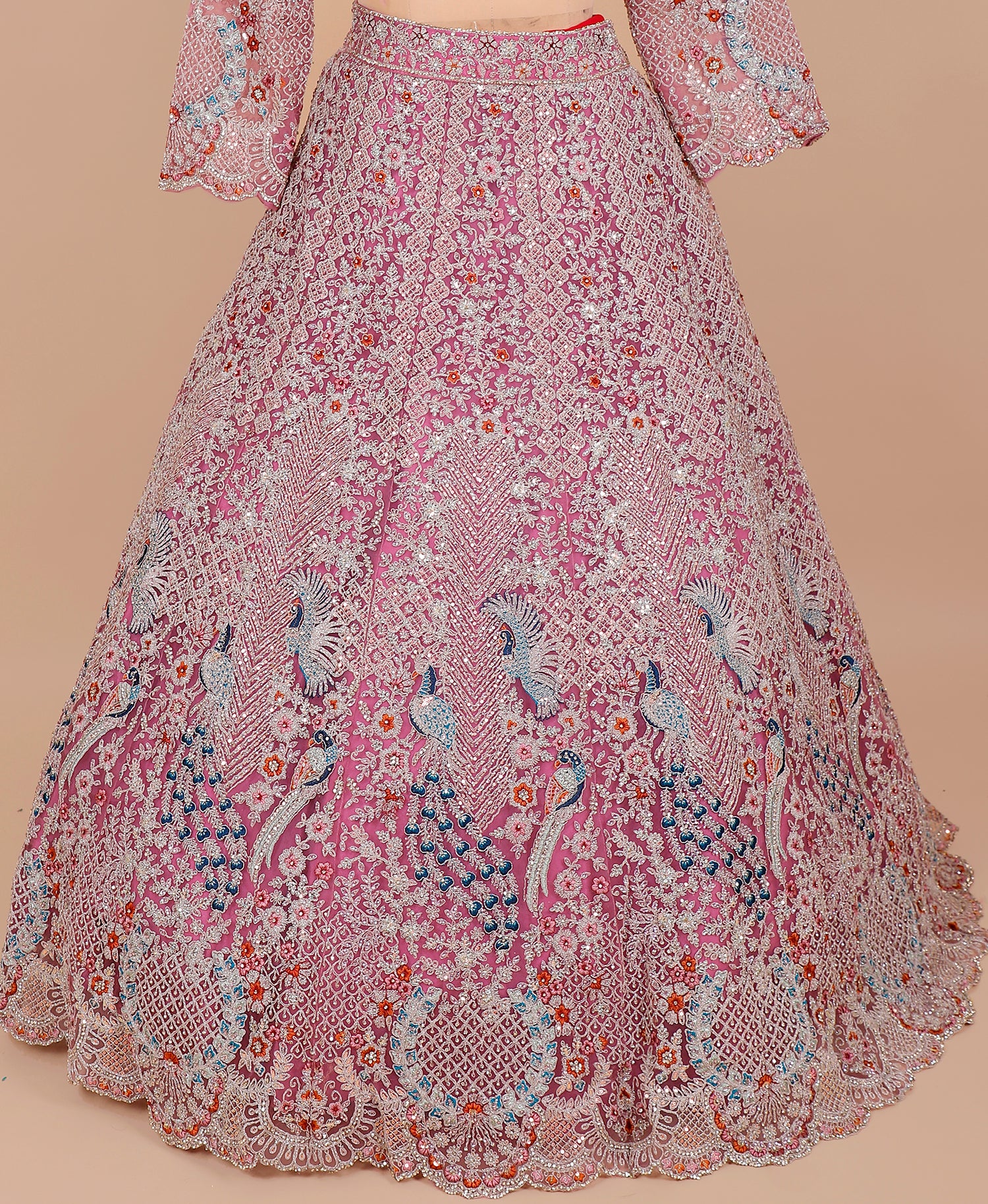 Onion Pink Multi-Thread Embroidered Crop Top