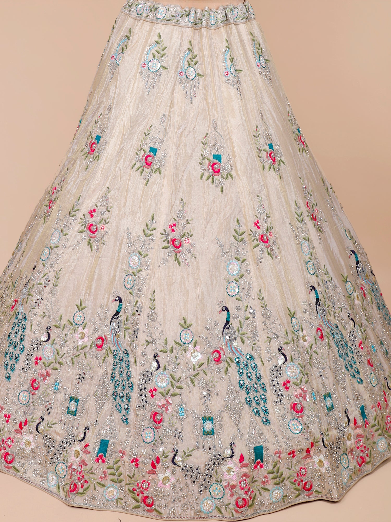 Jimmy Choo White-Rama Green Party Lehenga