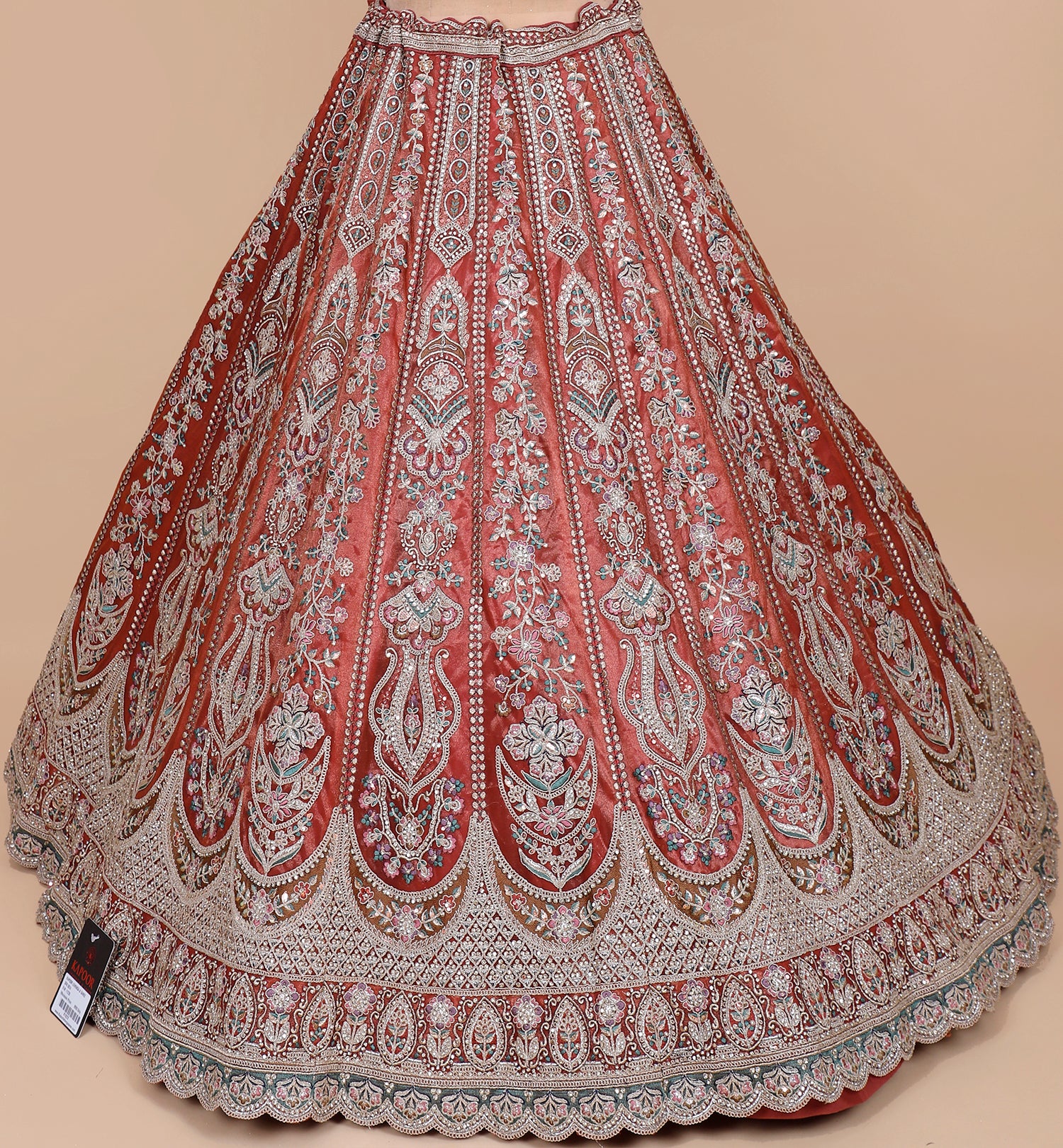 Dark Red Shimmer Lehenga With Multi Work