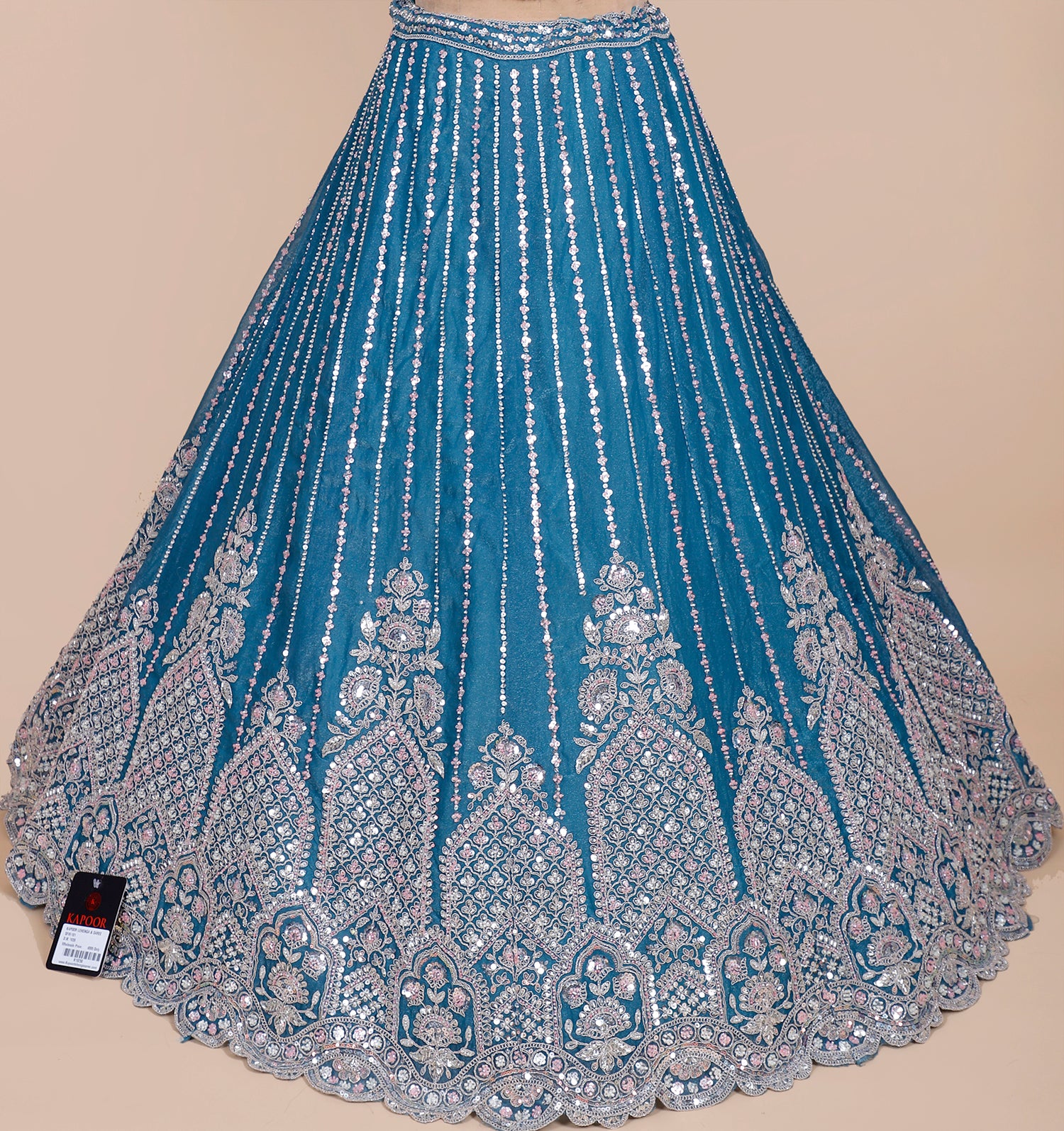 Rama Blue Shimmer Lehenga With Beads