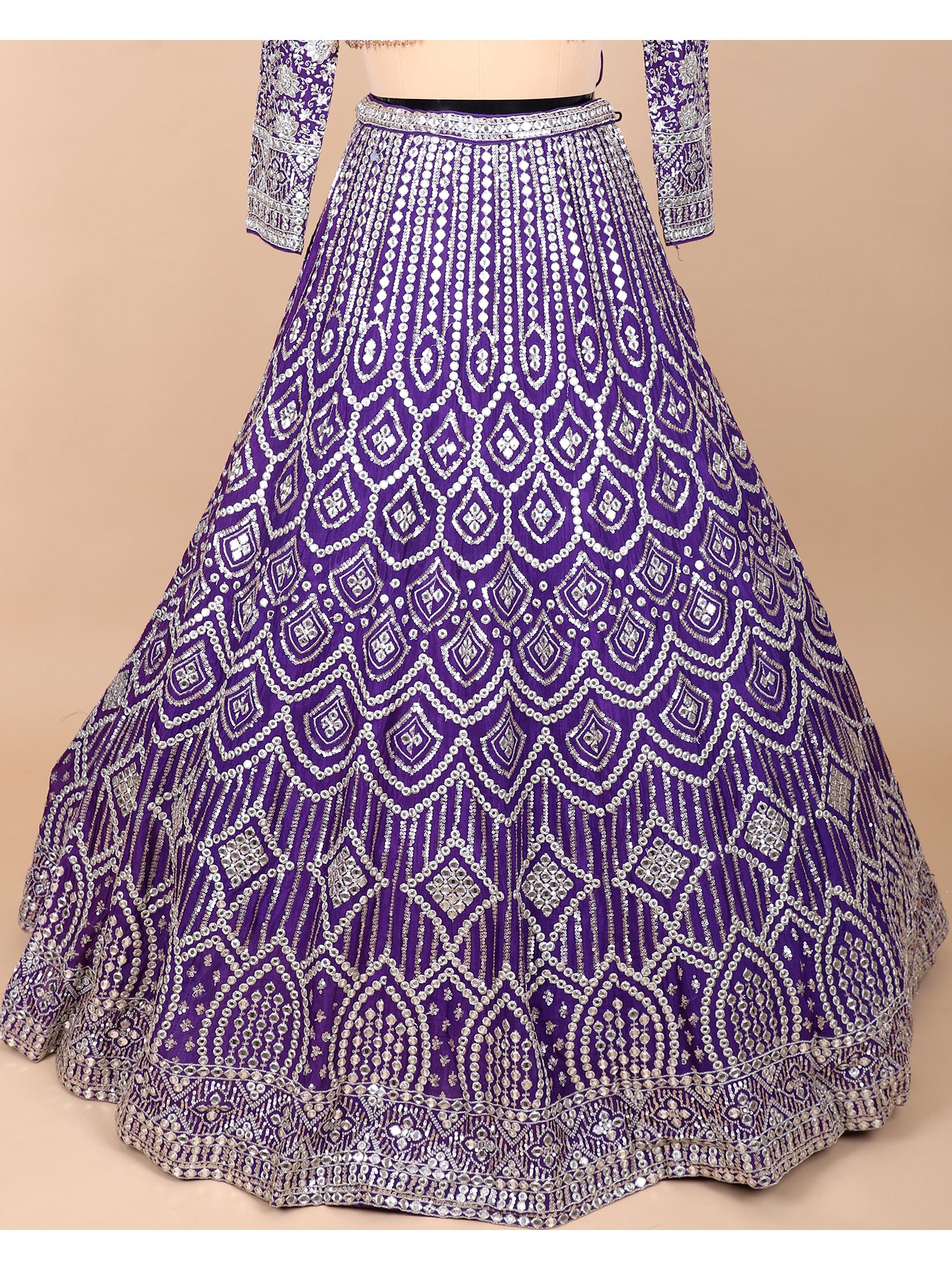 Purple Georgette Embroidered Lehenga With Handwork