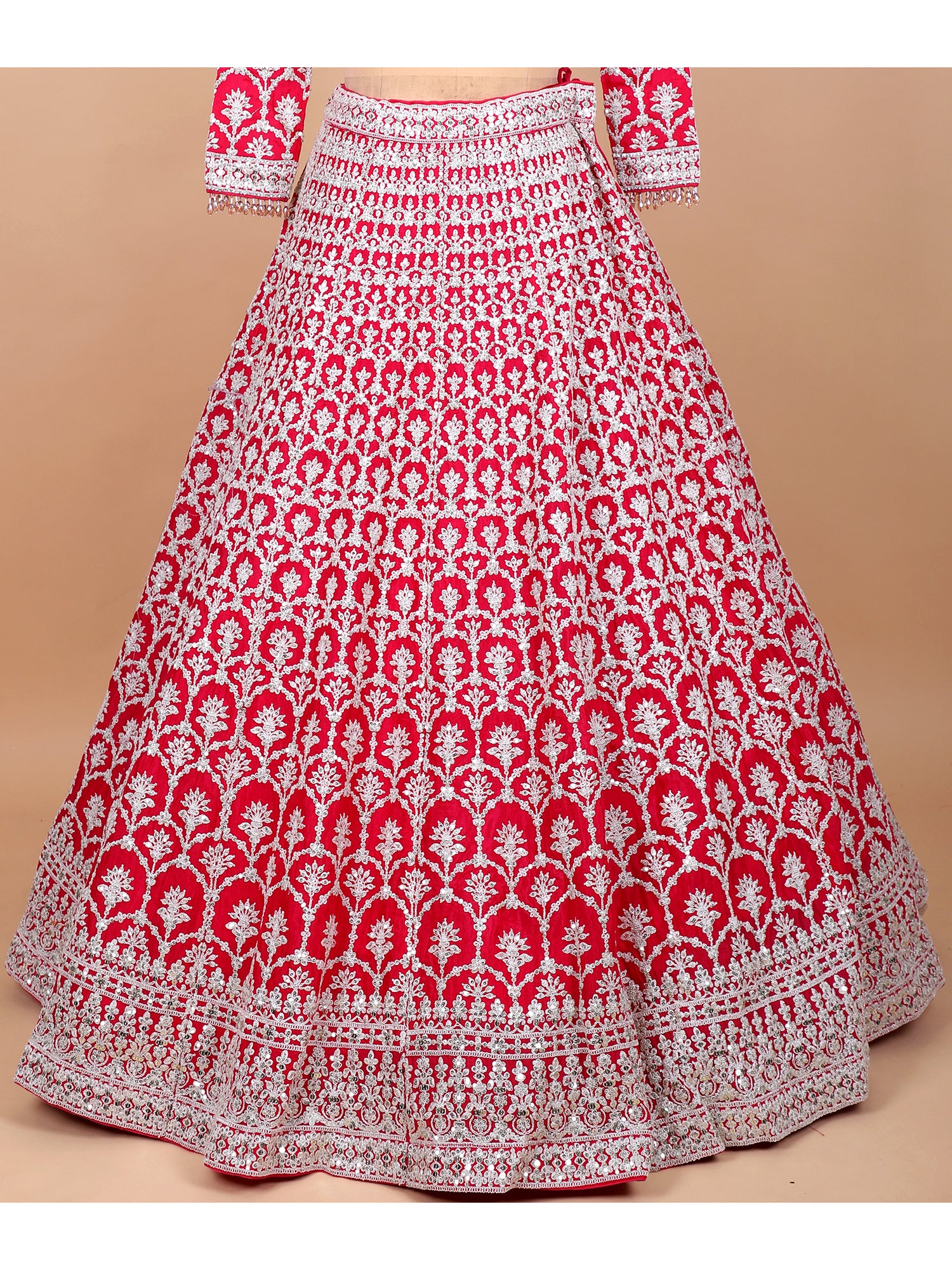 Rani Pink Georgette Embroidered Lehenga