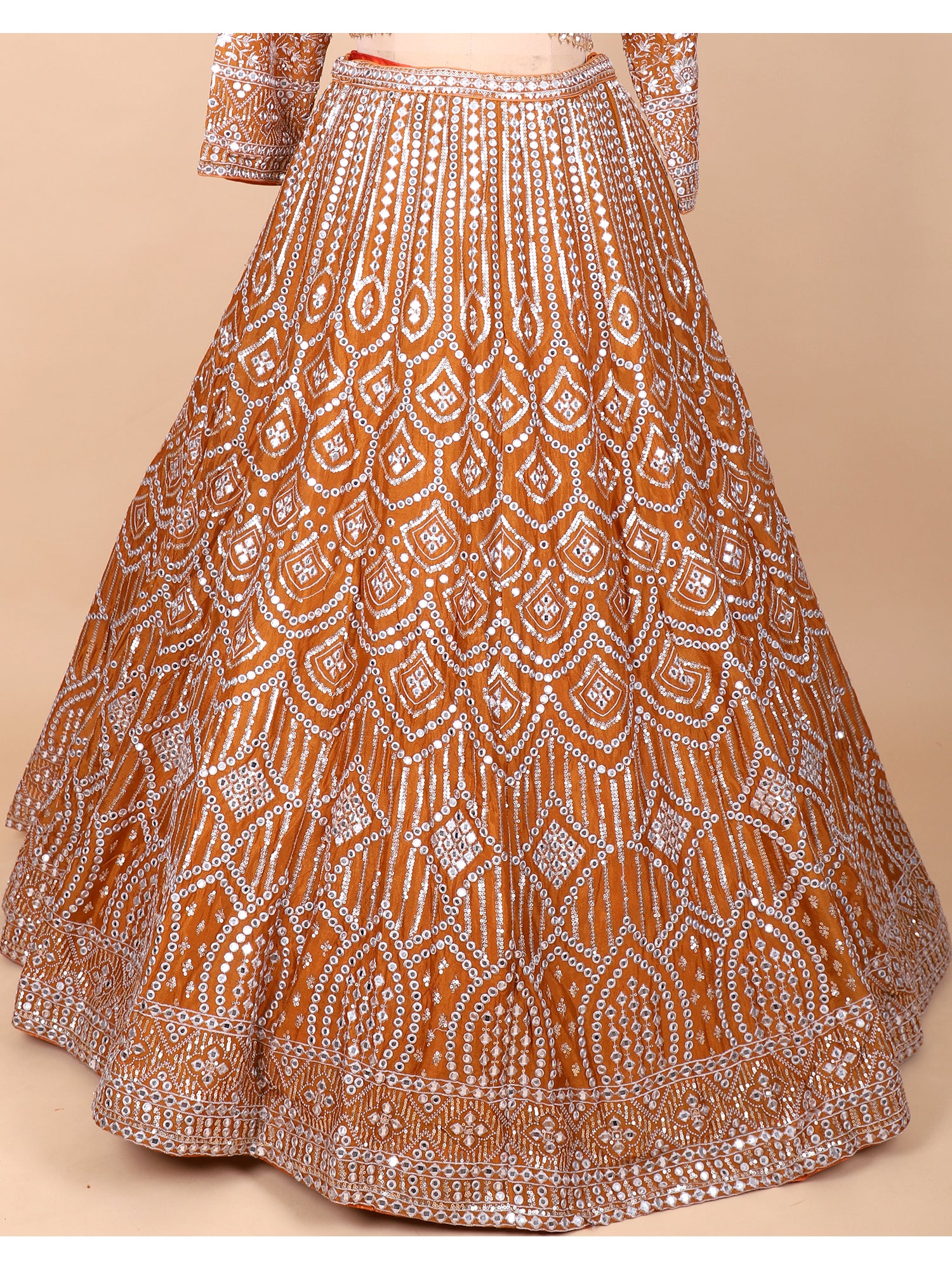 Mustard Orange Georgette Lehenga