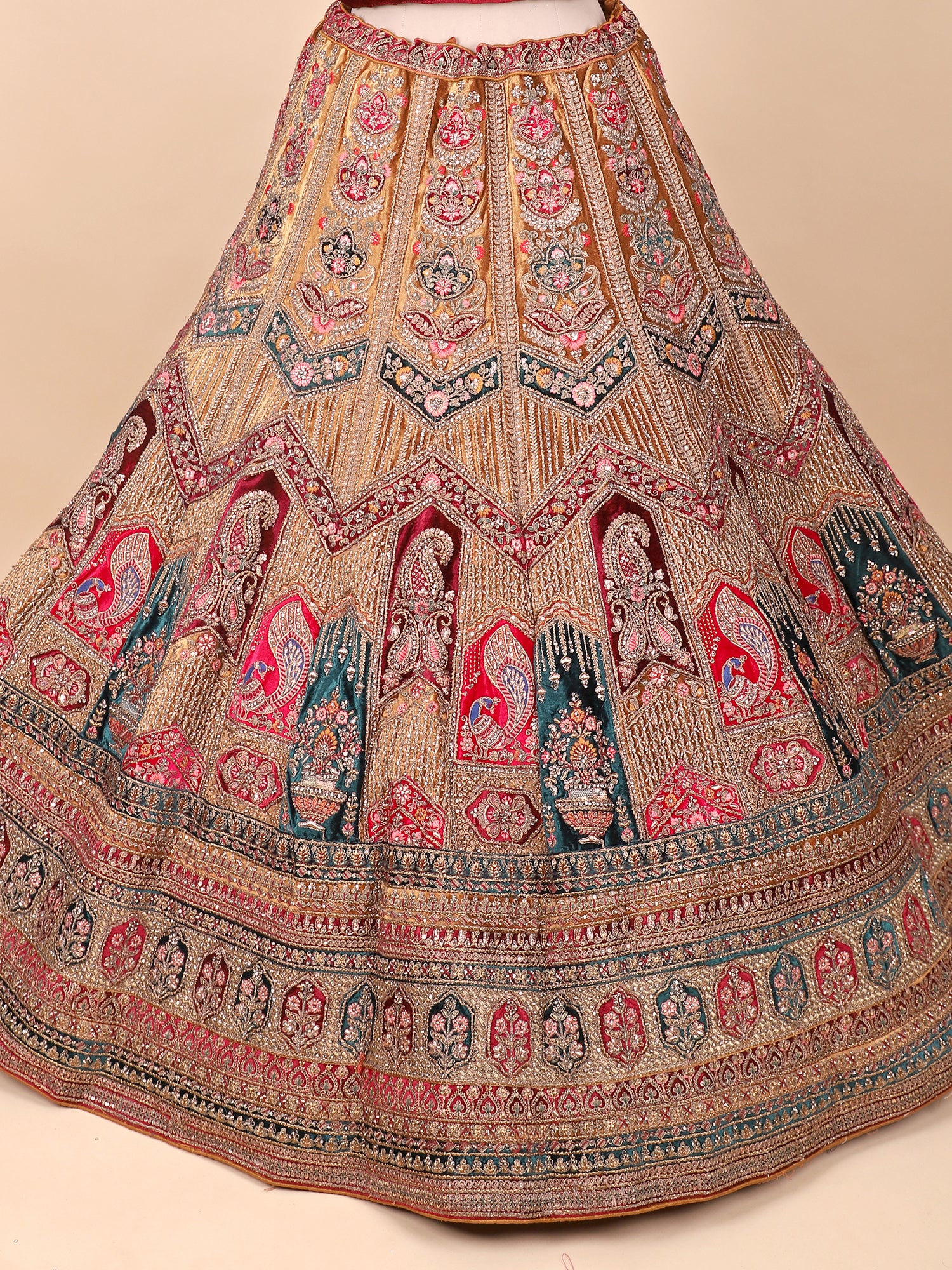 Multicolor Lehenga With Jarkan Sparkle & Artistic Thread Embroidery