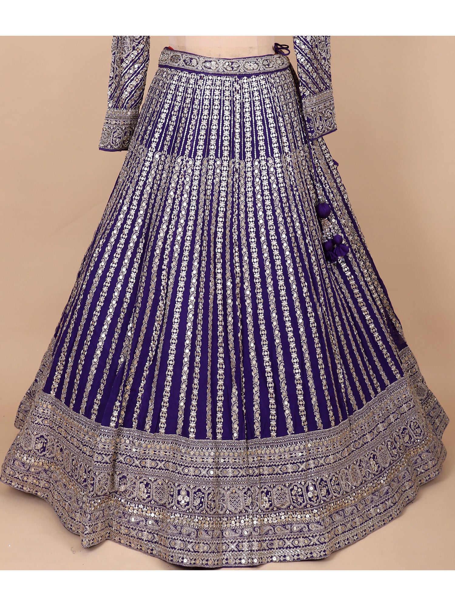Deep Purple Handcrafted Lehenga With Dupatta