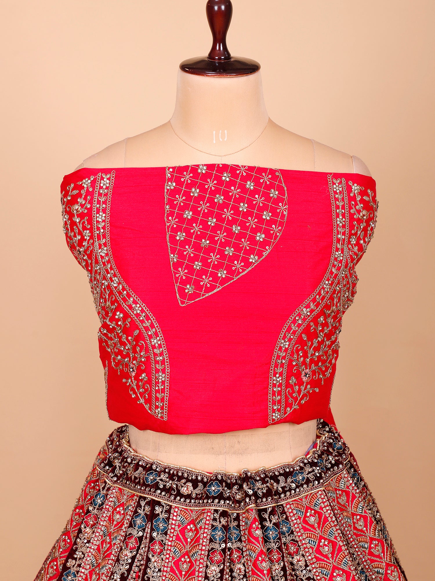 Multicolor Velvet Patchwork Lehenga