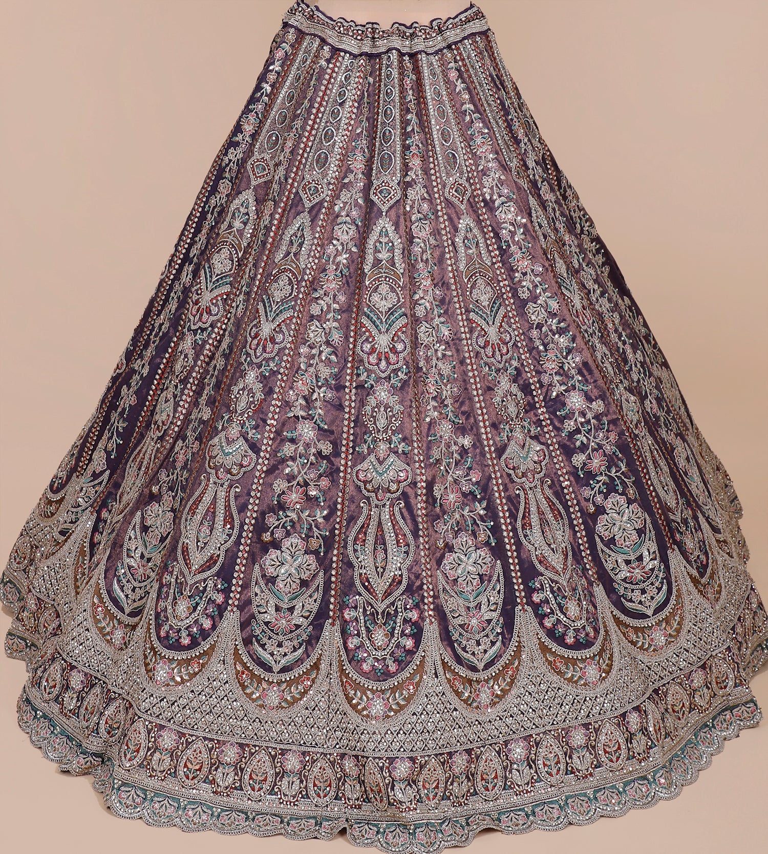 Regal Dark Purple Lehenga In Shimmer Fabric