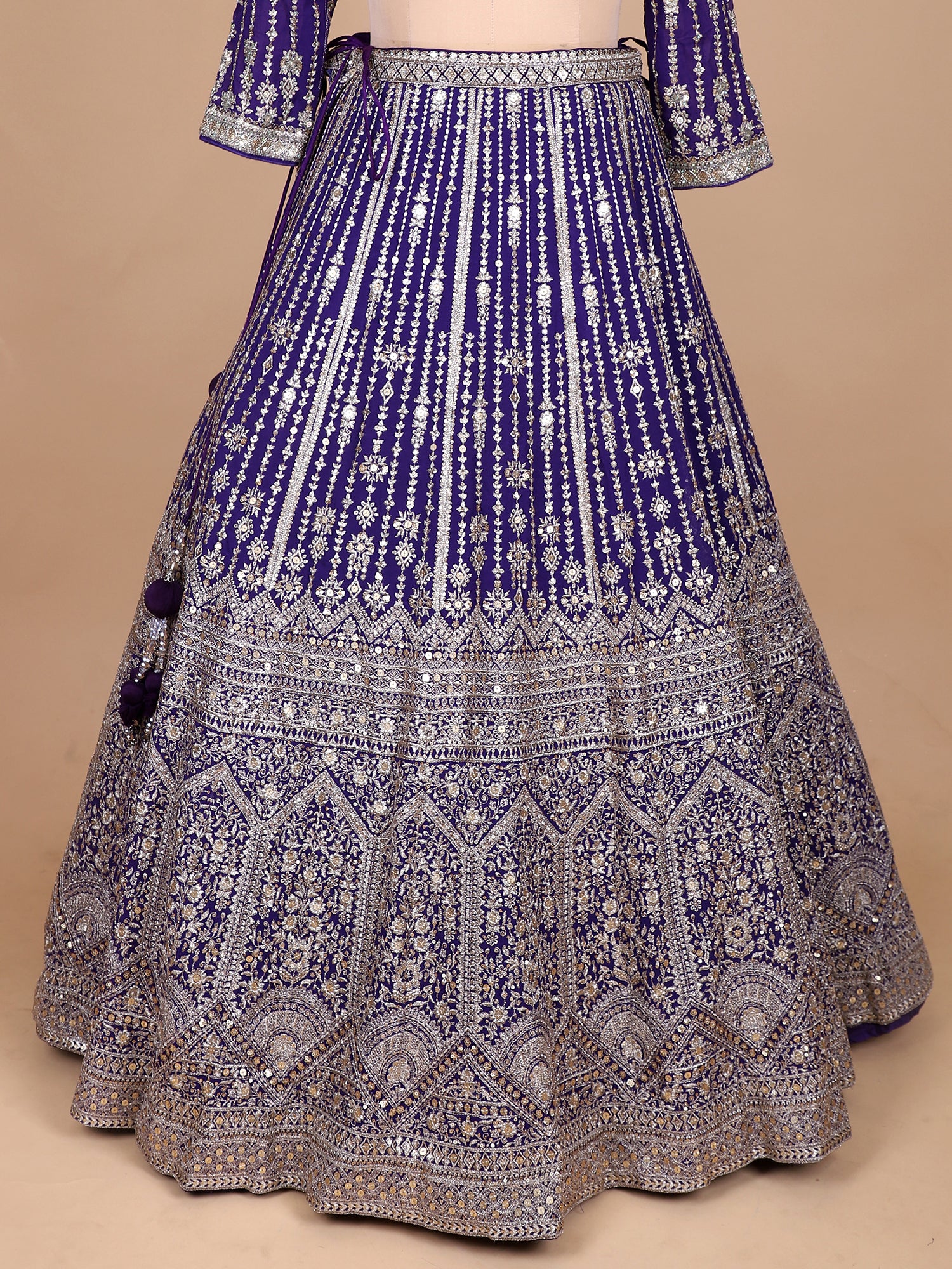 Bloom Purple Georgette Lehenga With Artisan Jarkan Detailing