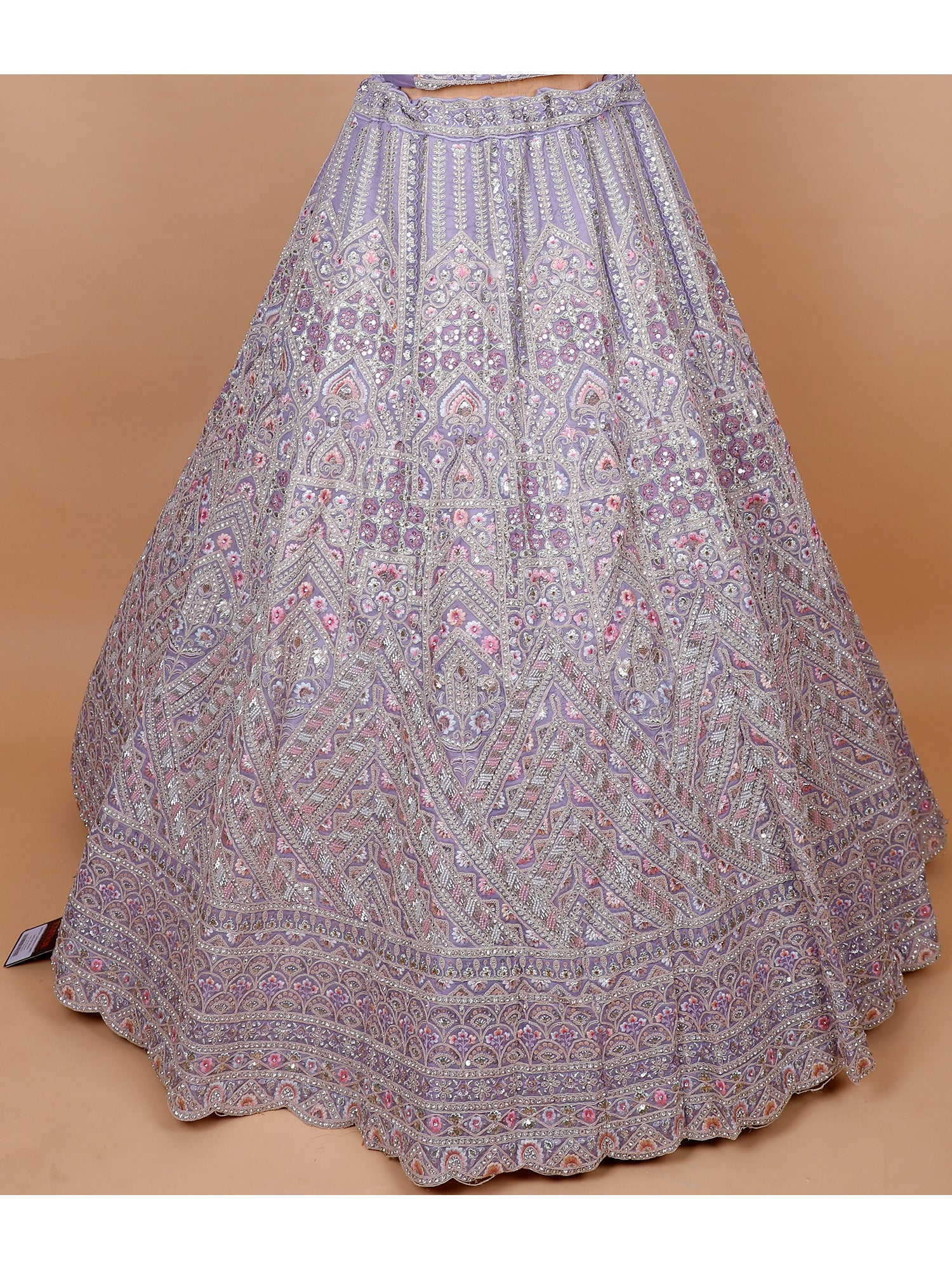 Light Purple Silk Lehenga With Handwork And Beadwork