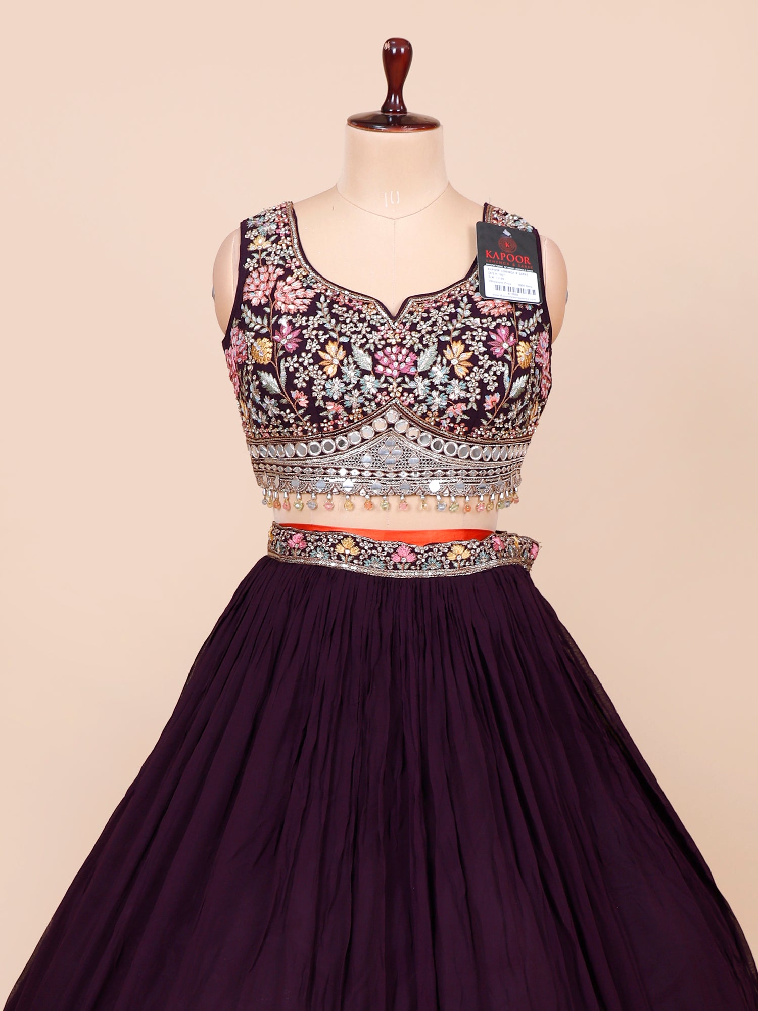 Berry Purple Starfall Thread Jarkan Lehenga
