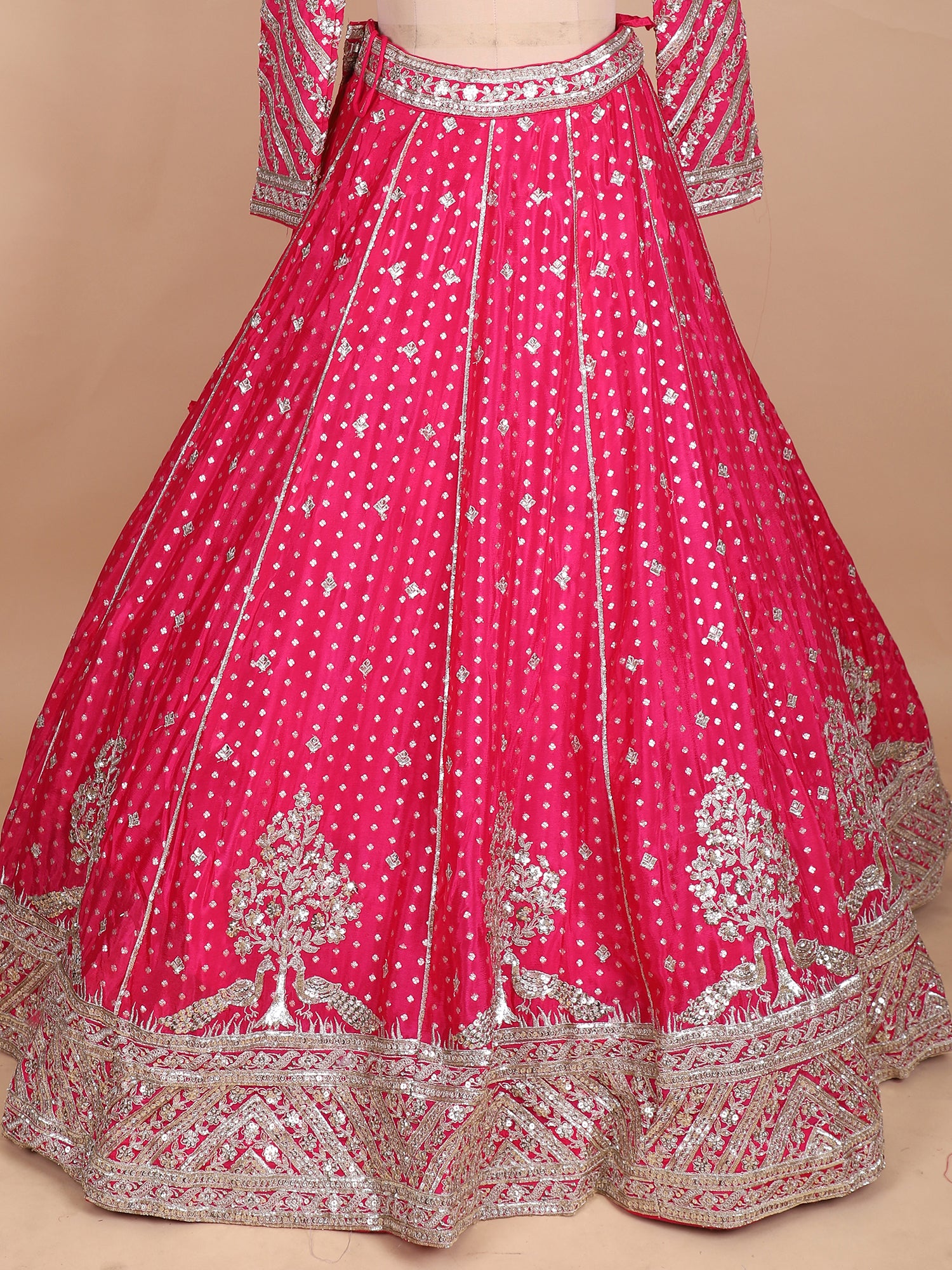 Dusty Pink Georgette Lehenga With Jarkan Embroidery