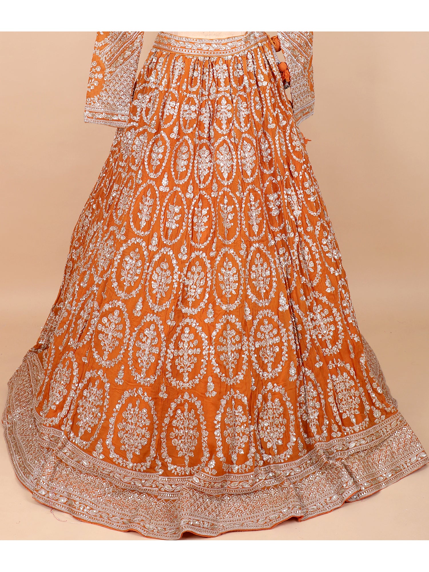 Orange Thread Work Lehenga With Dupatta