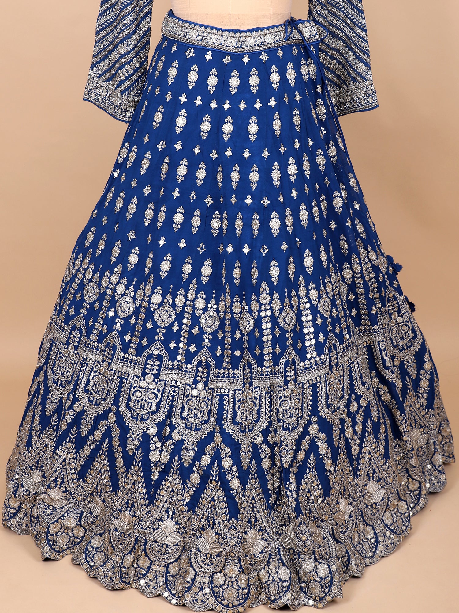 Sophisticated Dark Blue Georgette Lehenga For Weddings
