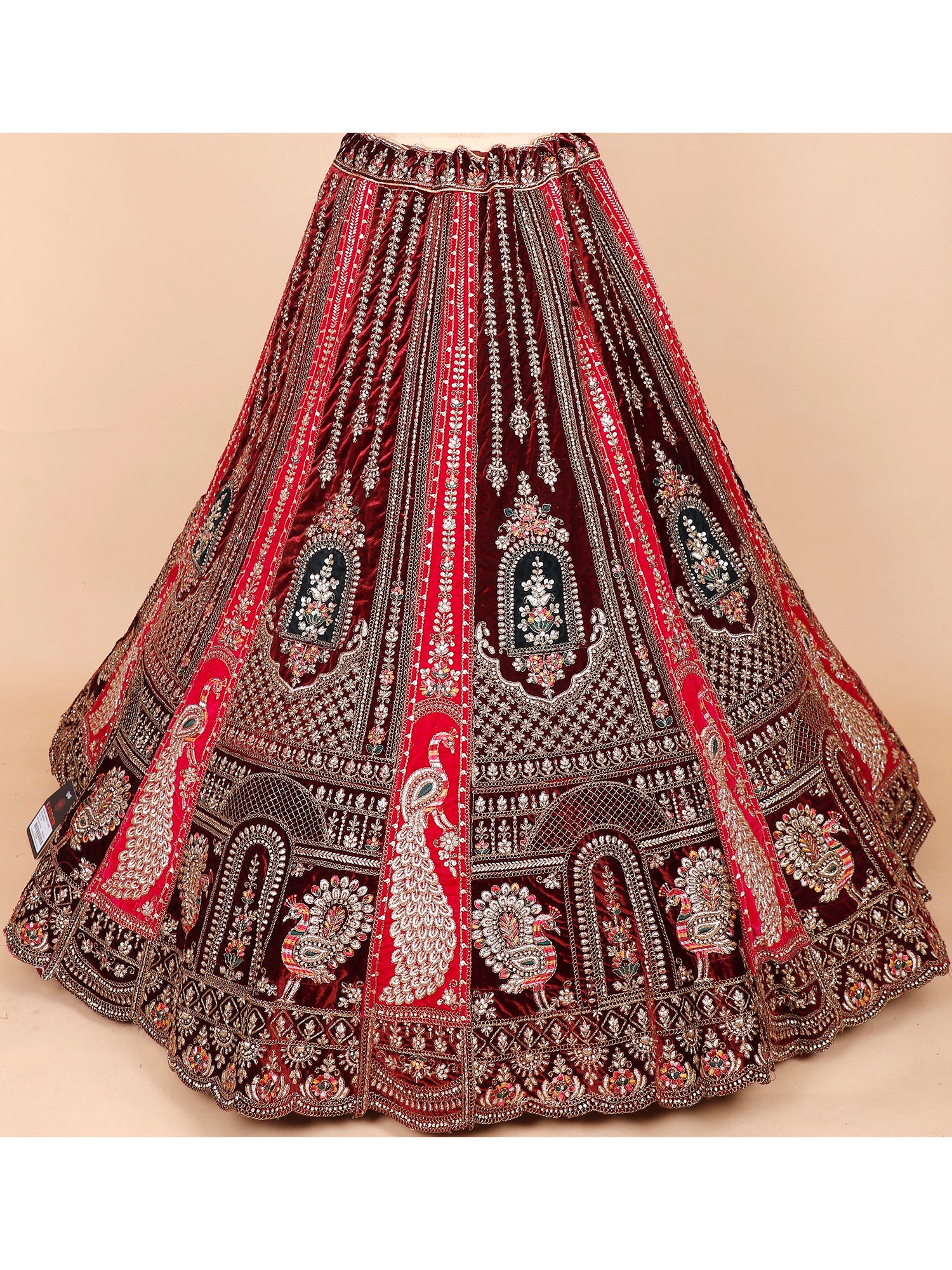 Velvet Wedding Lehenga With Jarkan