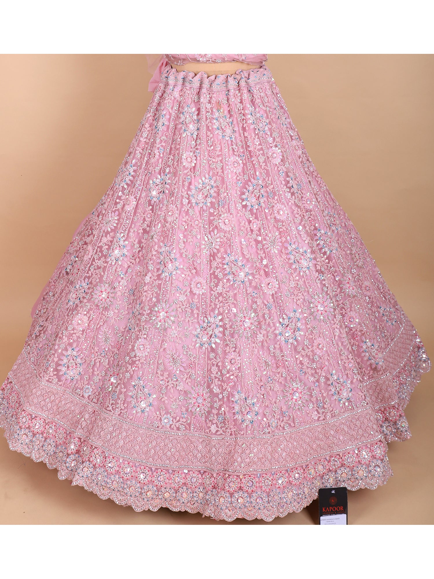 Buy Net Jarkan Pink Lehenga Online