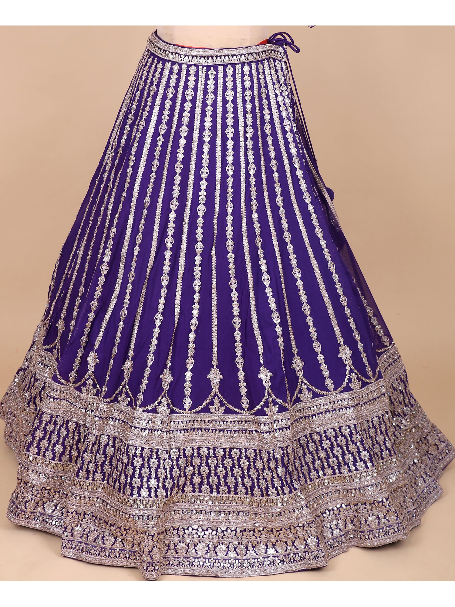 Regal Dark Purple Georgette Lehenga For Weddings