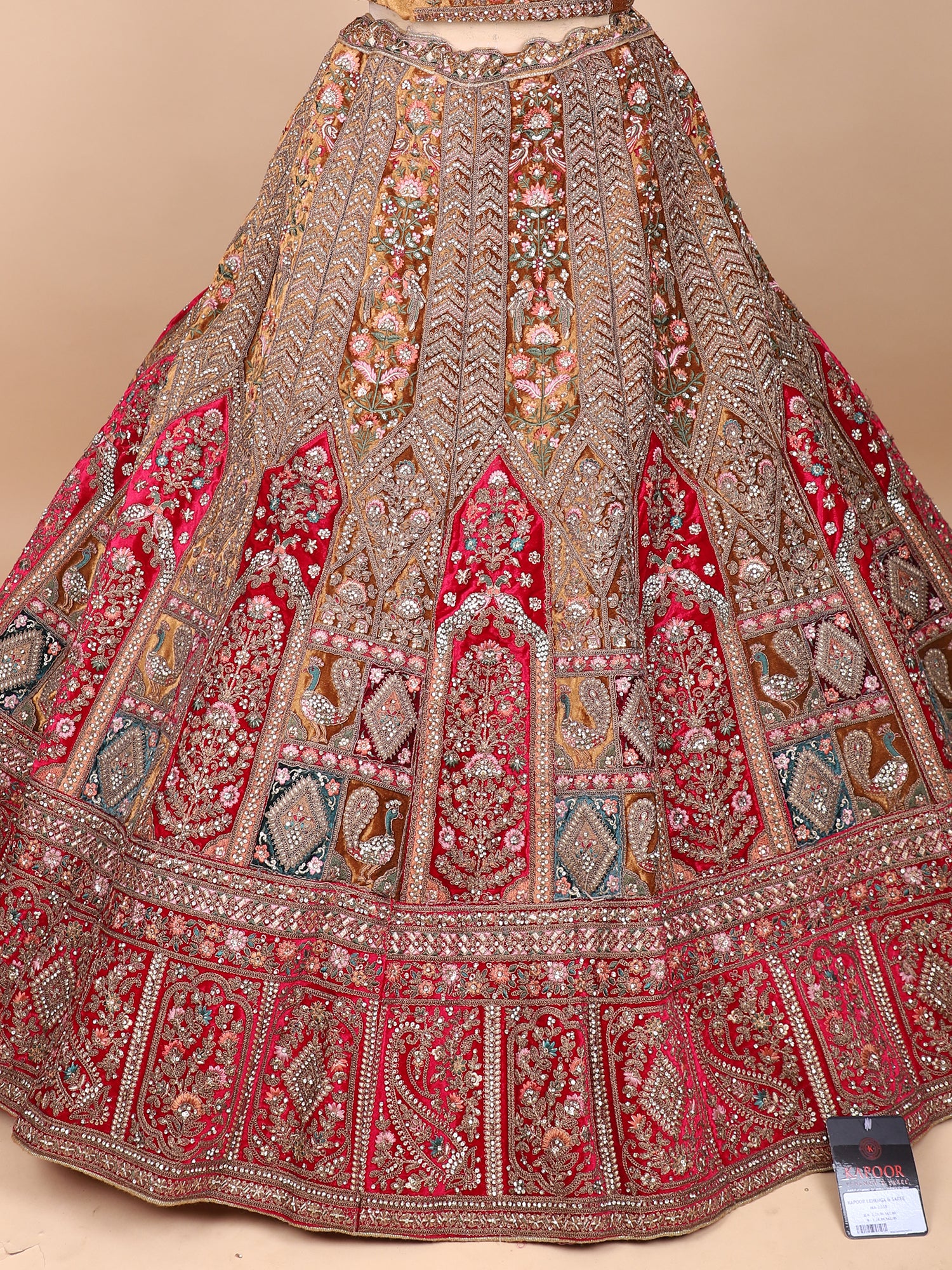 Multicolor Bridal Lehenga With Jarkan & Thread Embroidery