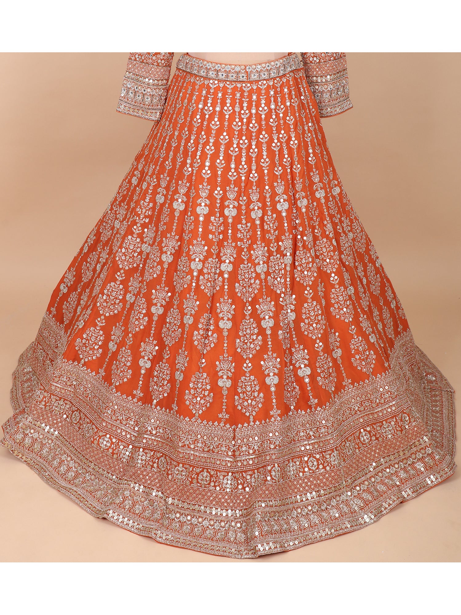 Tangerine Traditional Handcrafted Lehenga