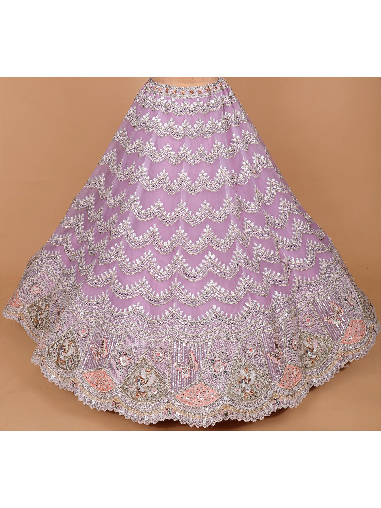 Pink Net Lehenga With Embroiderry
