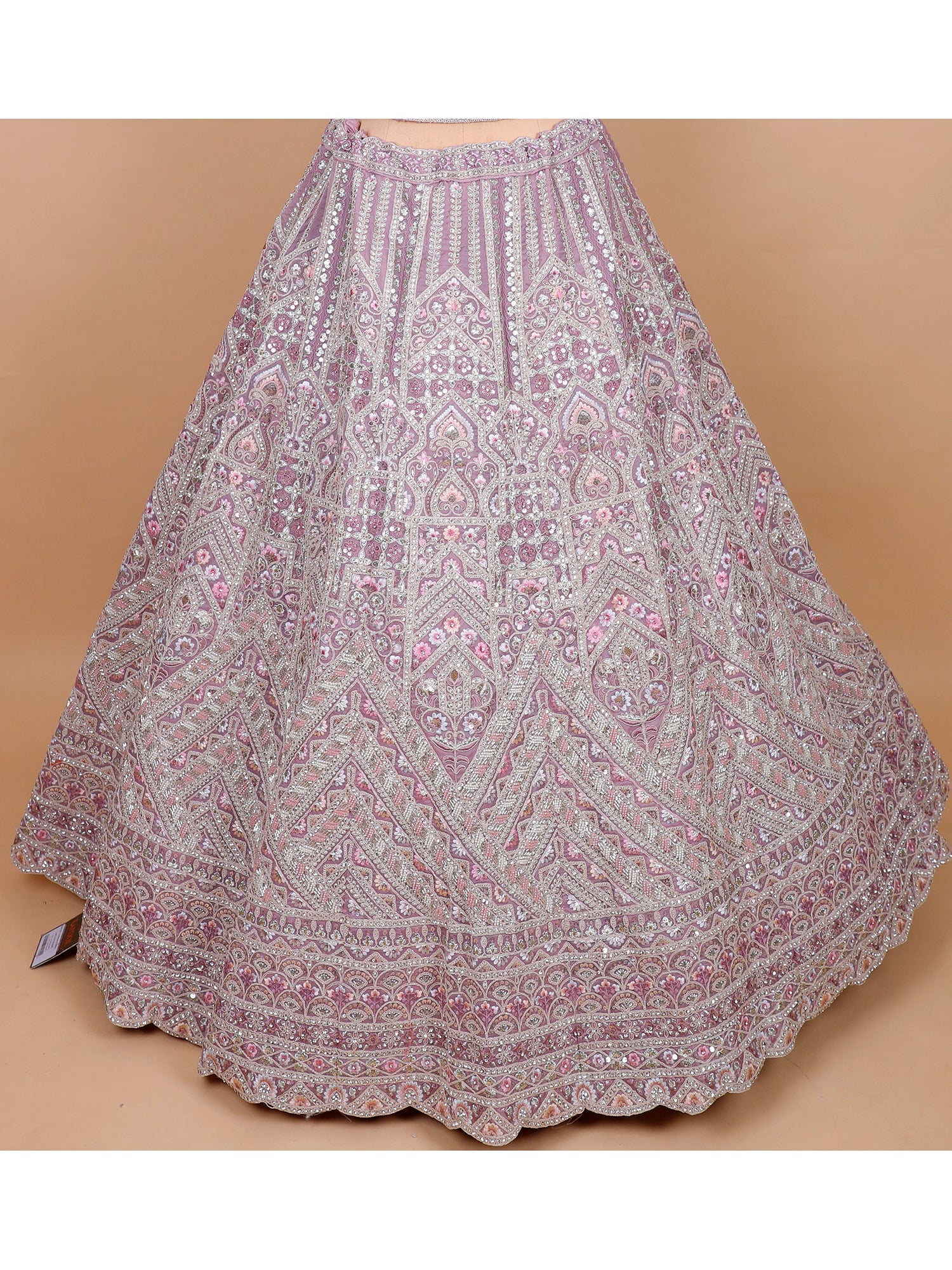 Pink Silk Lehenga With Handwork And Beadwork